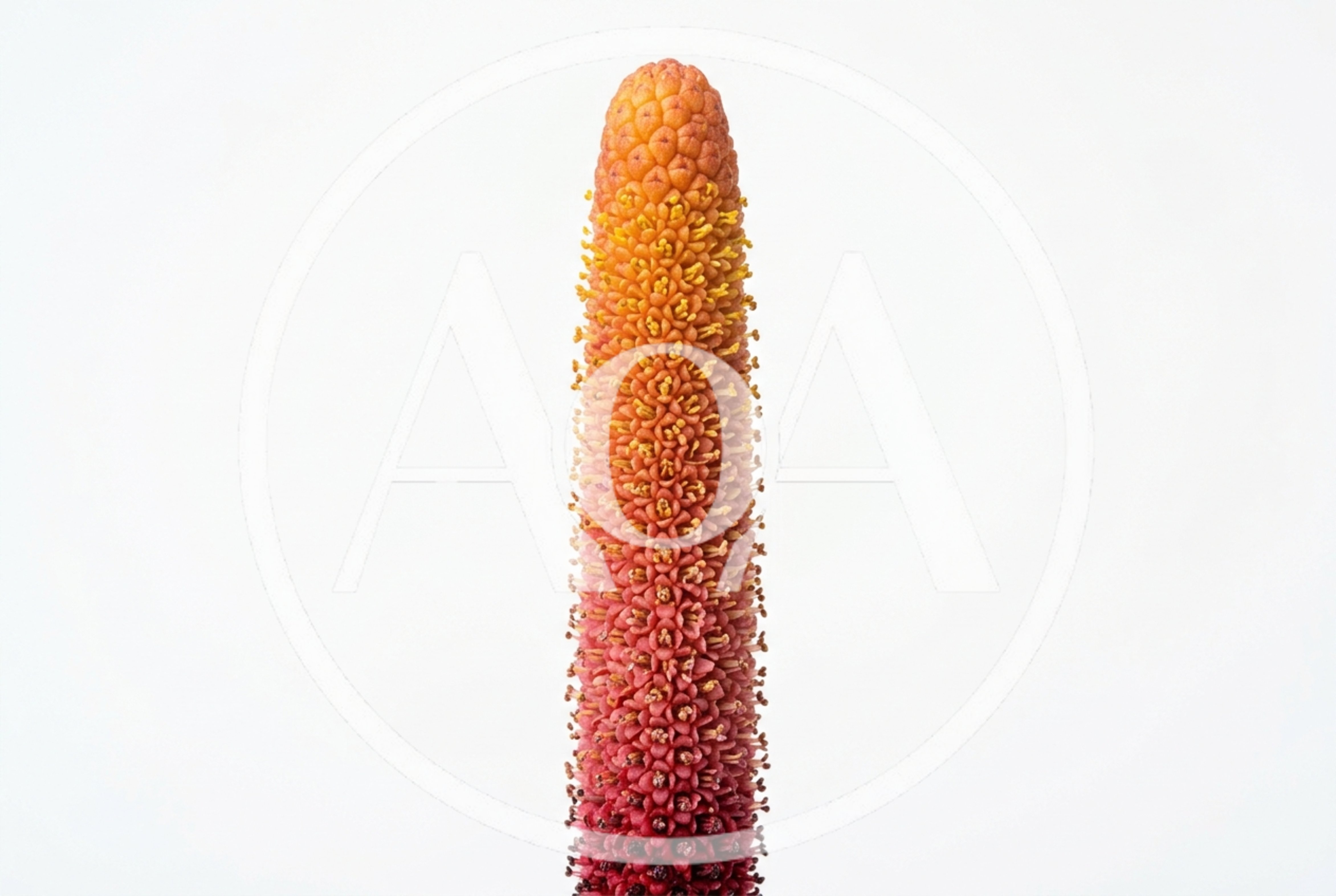 Macro Shot Of A Vibrant Red And Yellow Flower Spike