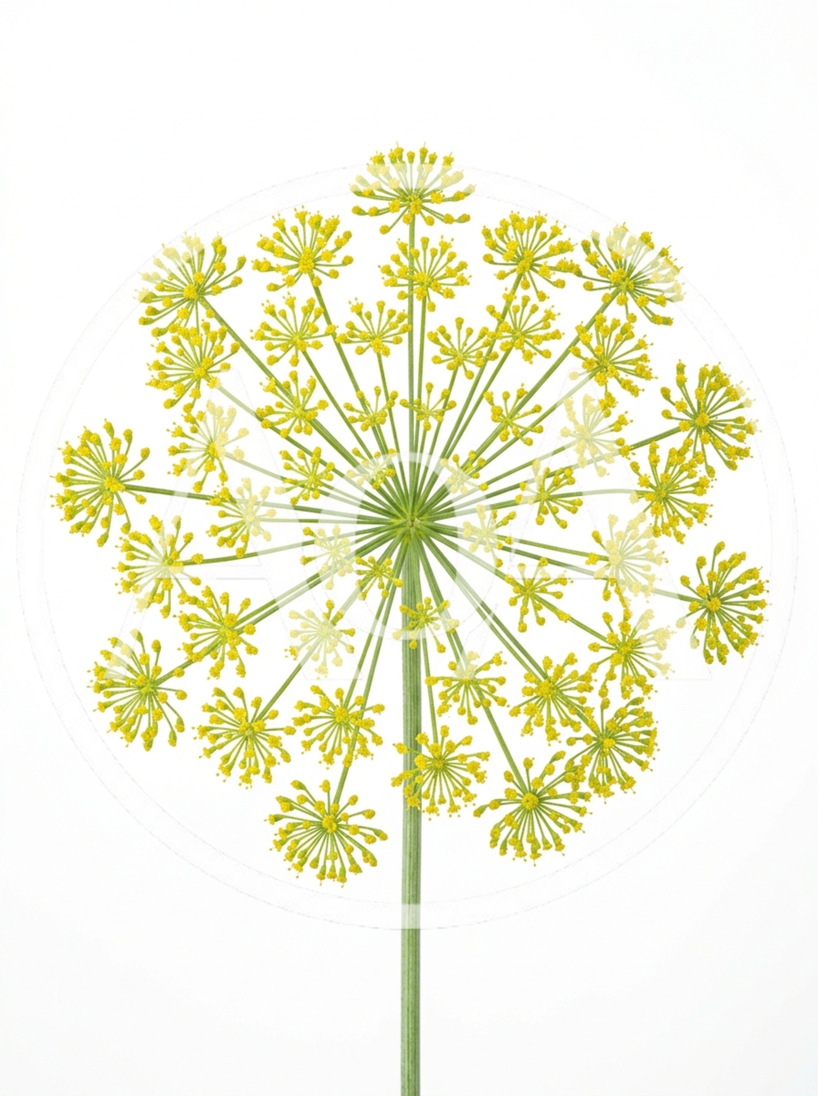 Dill Flower Umbel Isolated On White Background