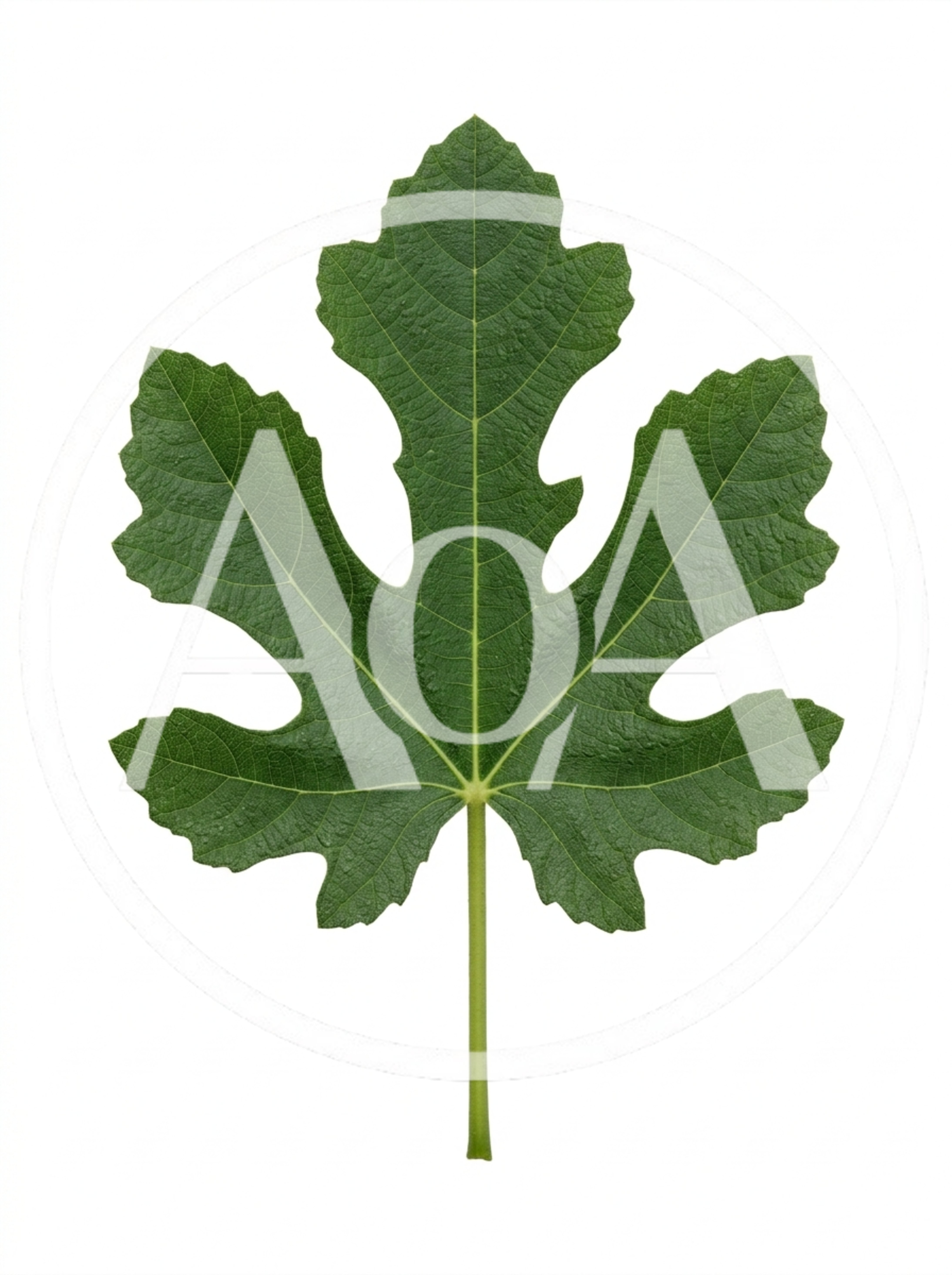 Single Green Fig Leaf Isolated On White Background