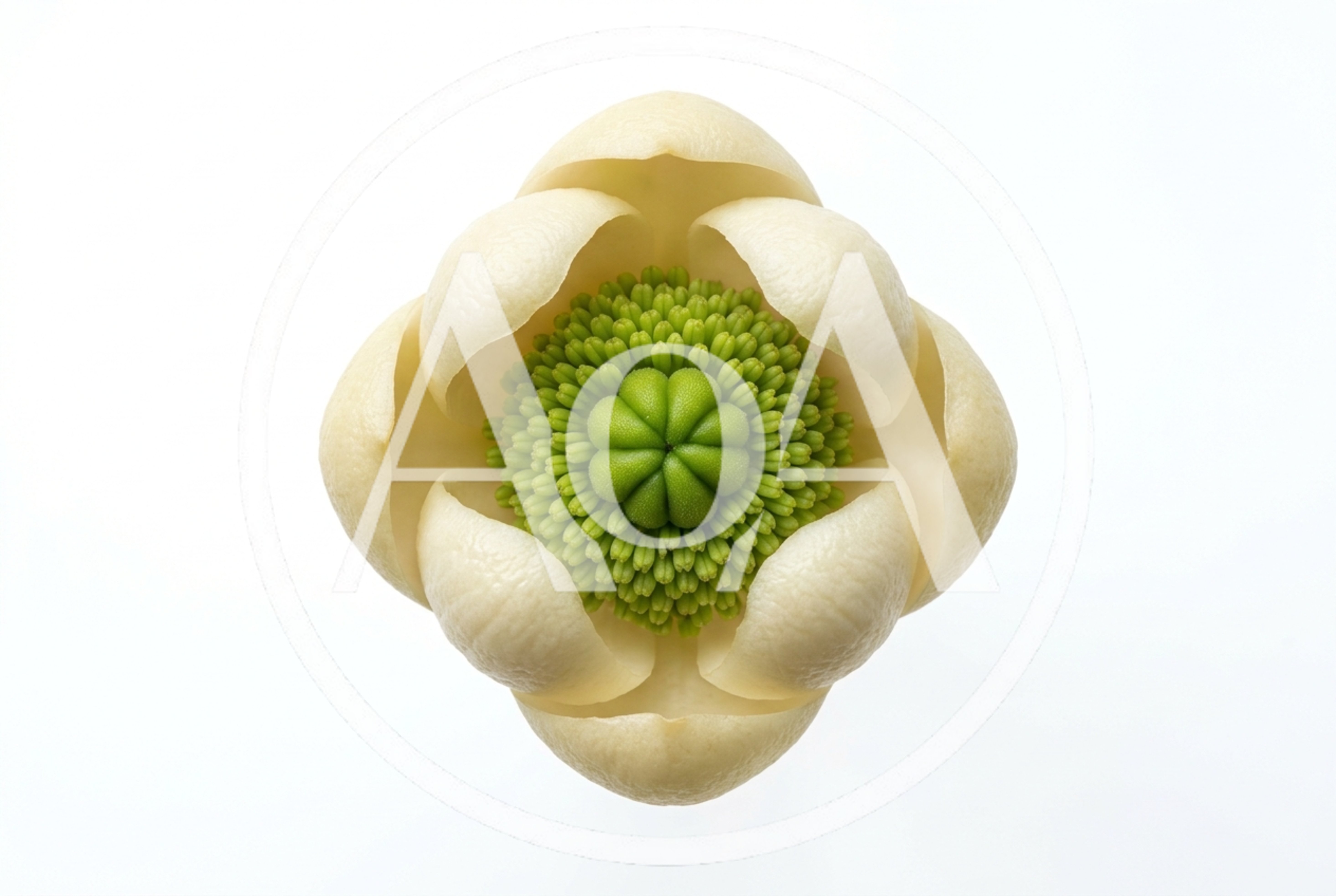 Macro View Of A Unique White And Green Flower