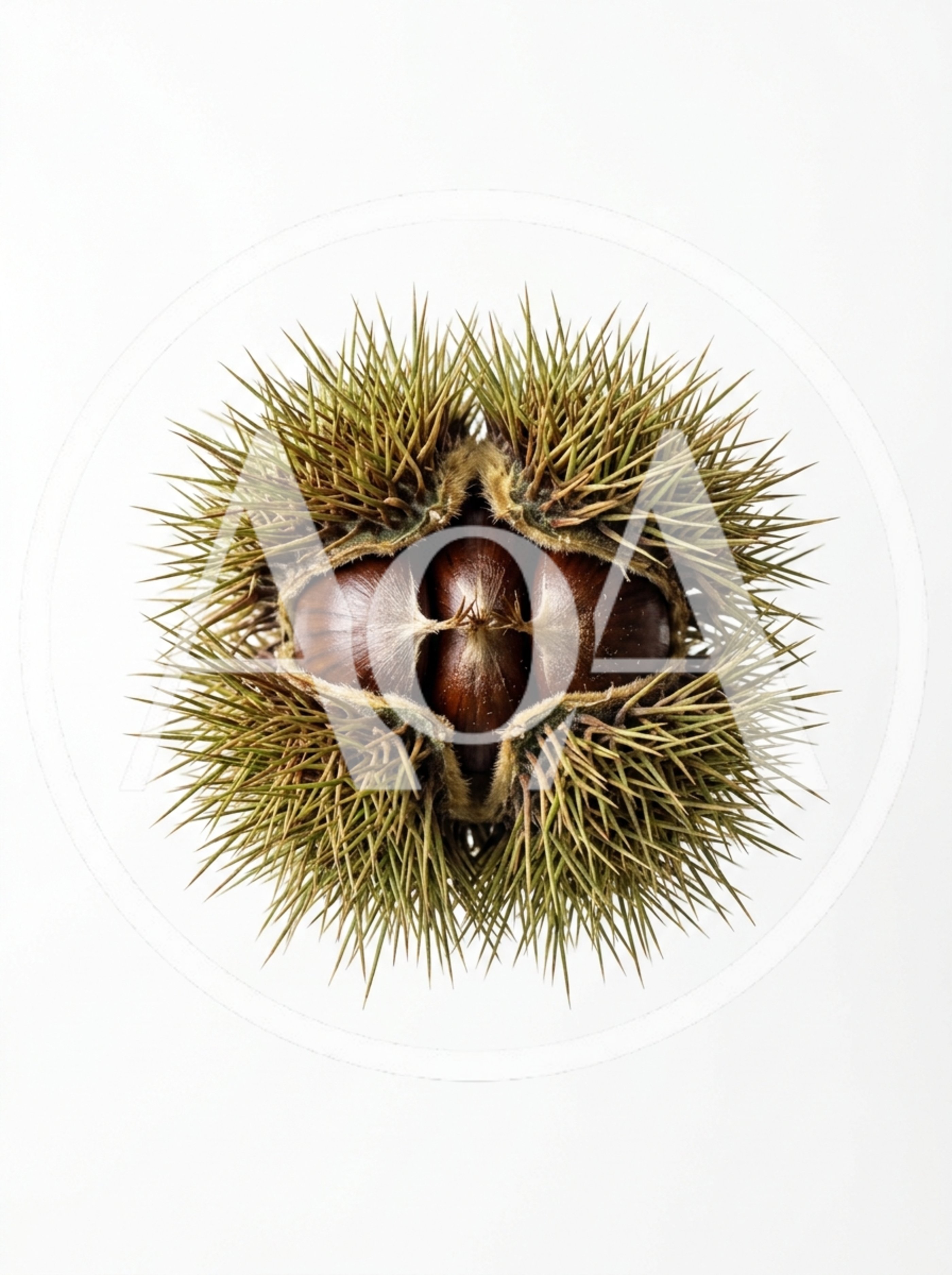 Fresh Chestnut Inside Spiky Green Bur