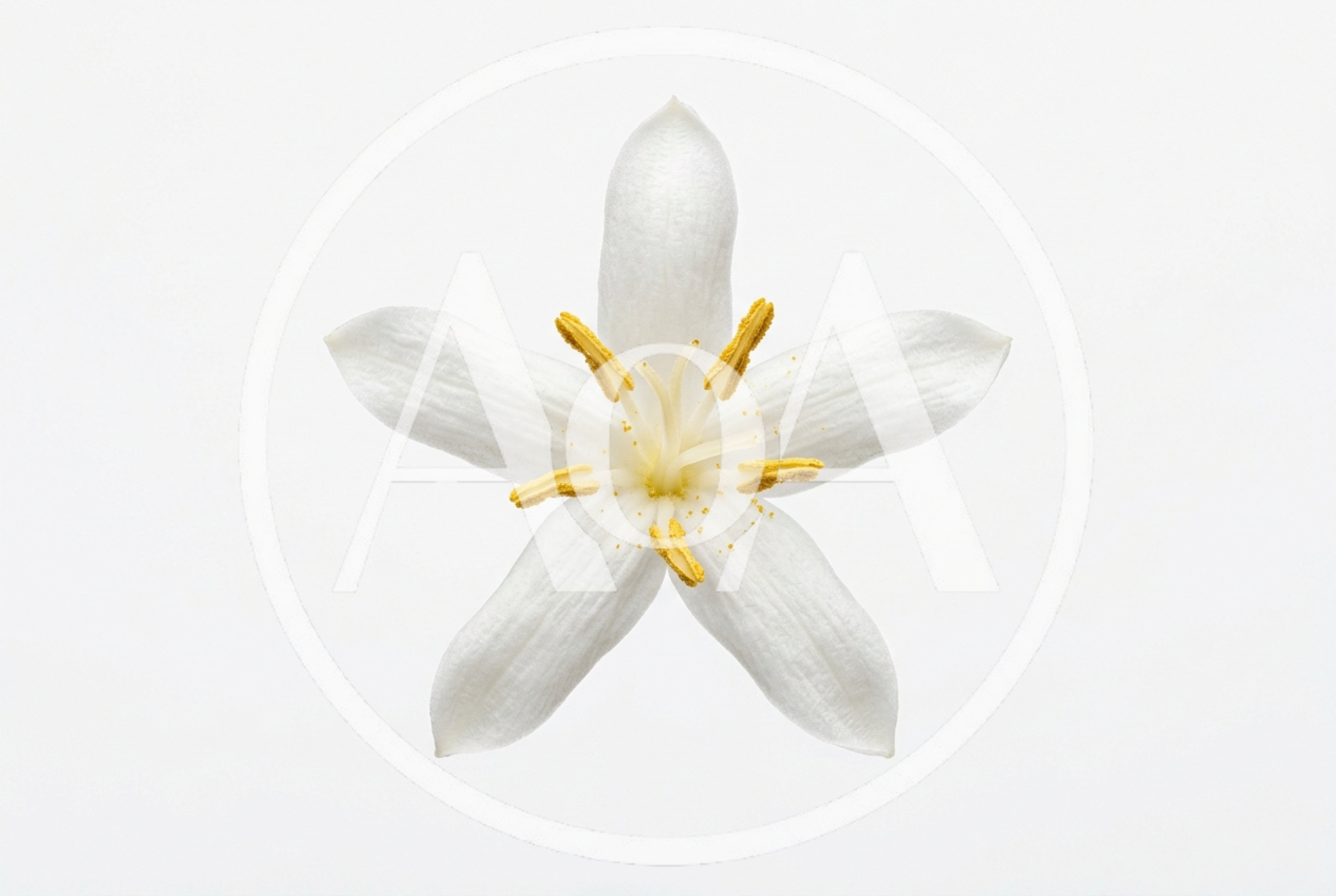 Single White Star Shaped Flower Isolated On White Background