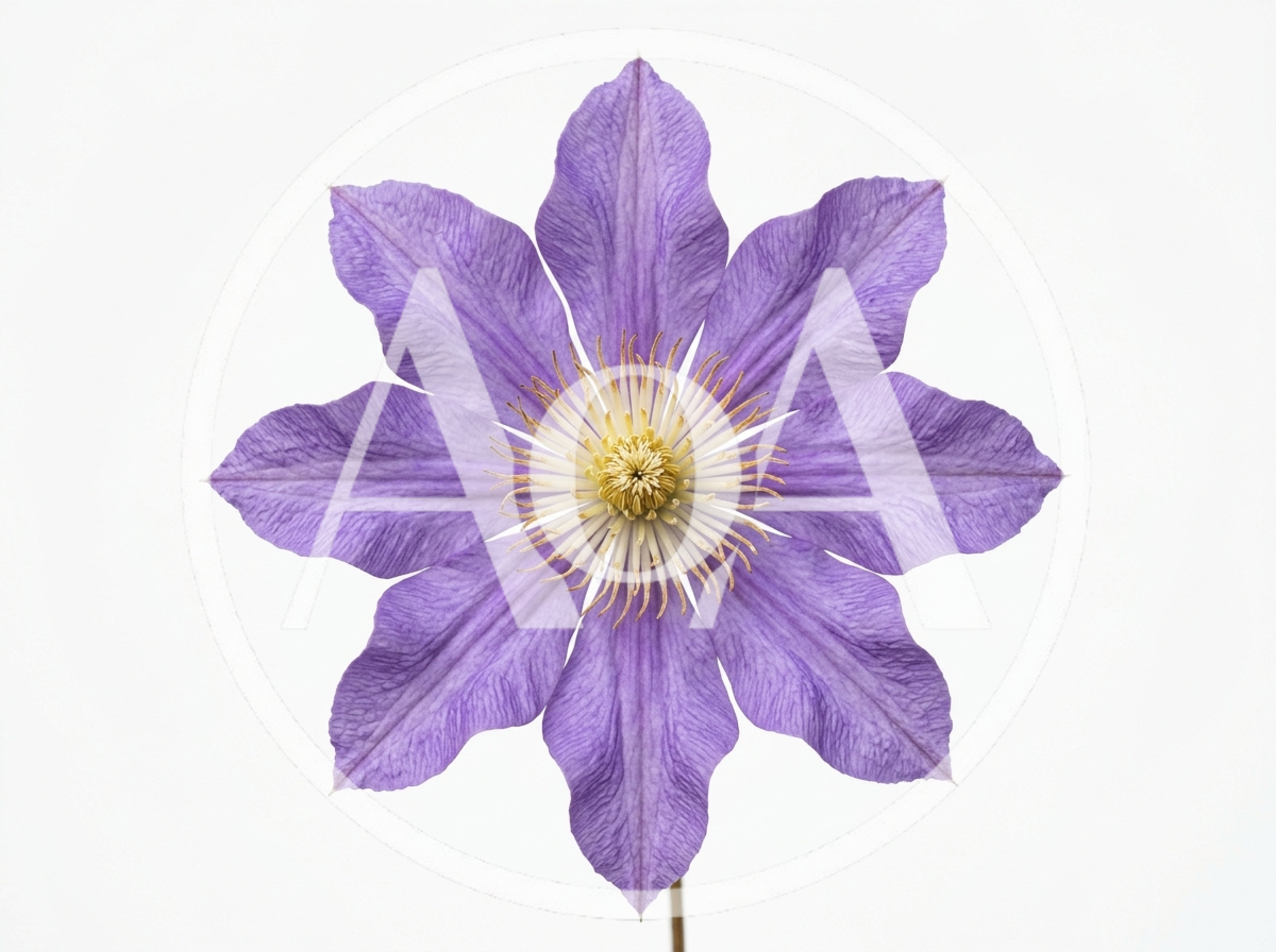 Single Purple Clematis Flower Isolated On White Background