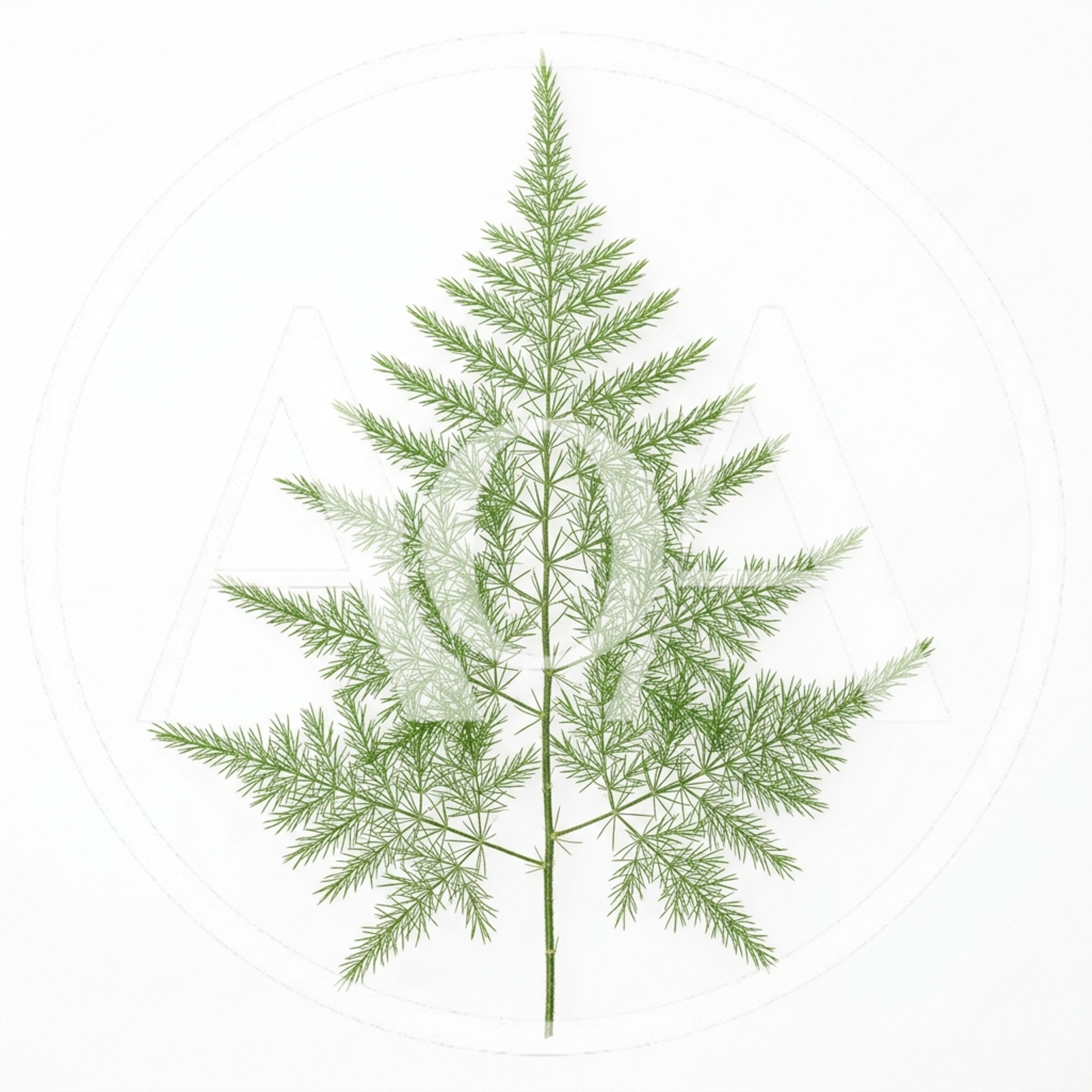 Single Asparagus Fern Frond Isolated On White Background