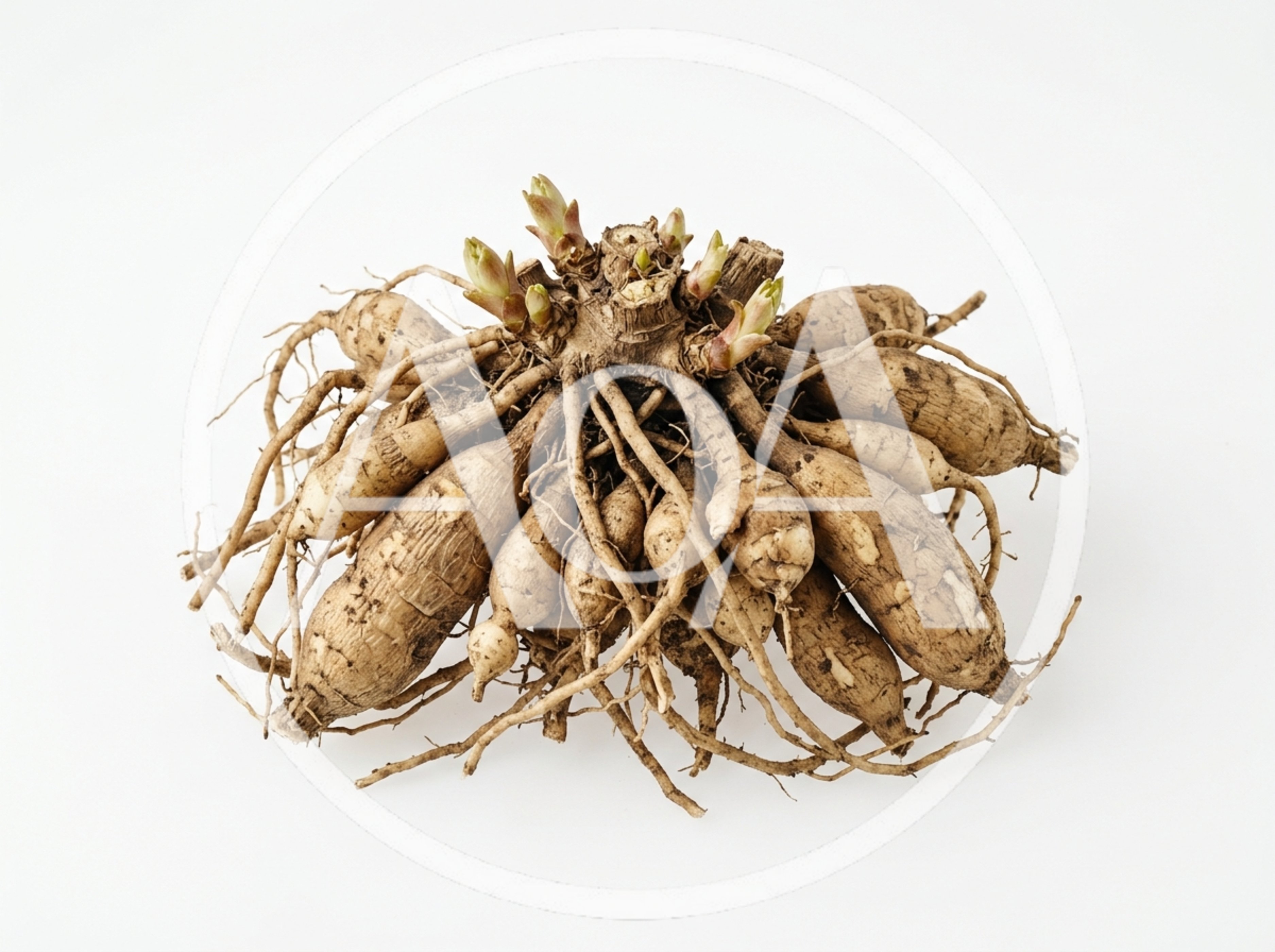 Dahlia Tuber Clump With New Growth Shoots