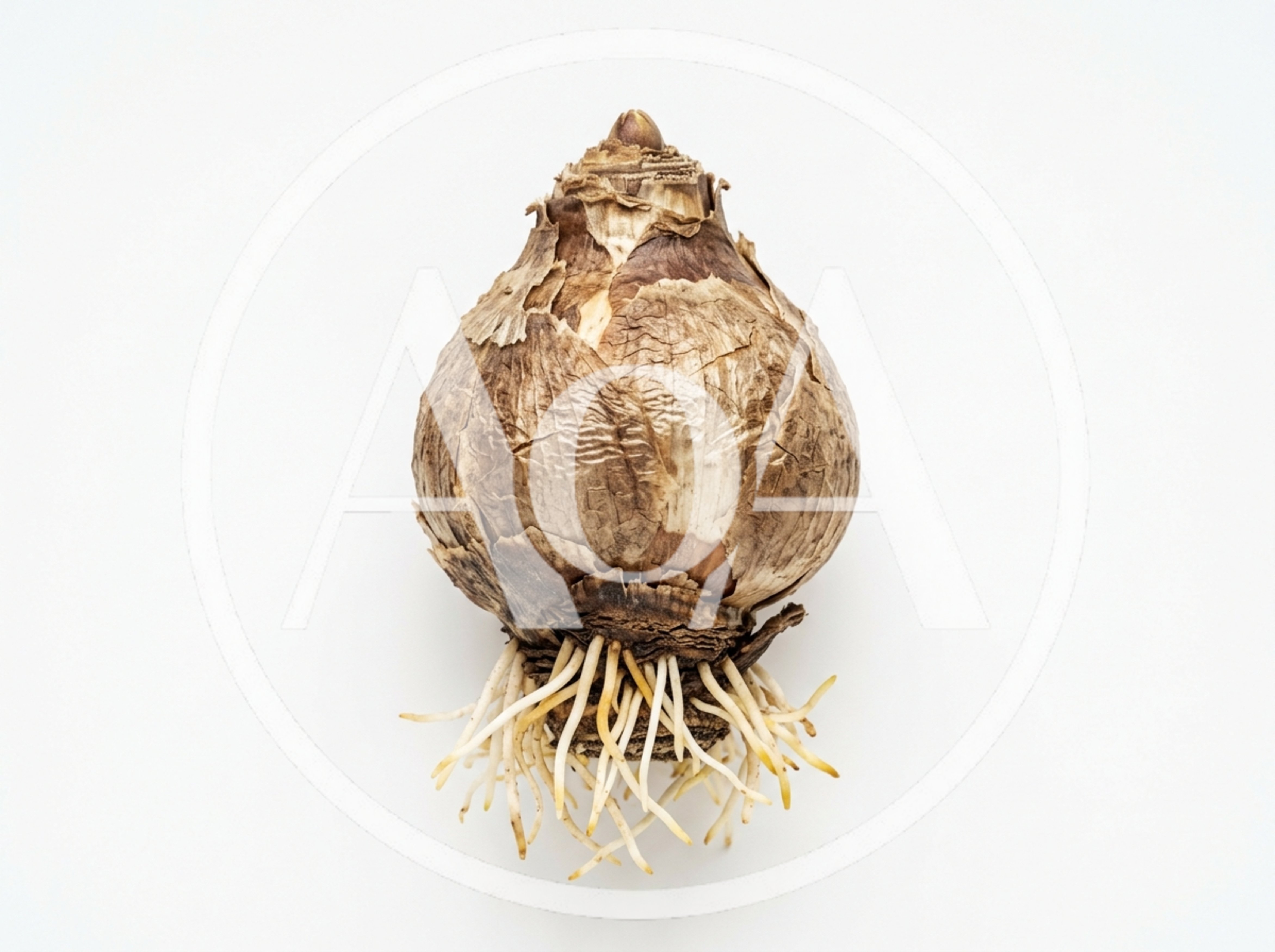 A Single Amaryllis Bulb With Roots