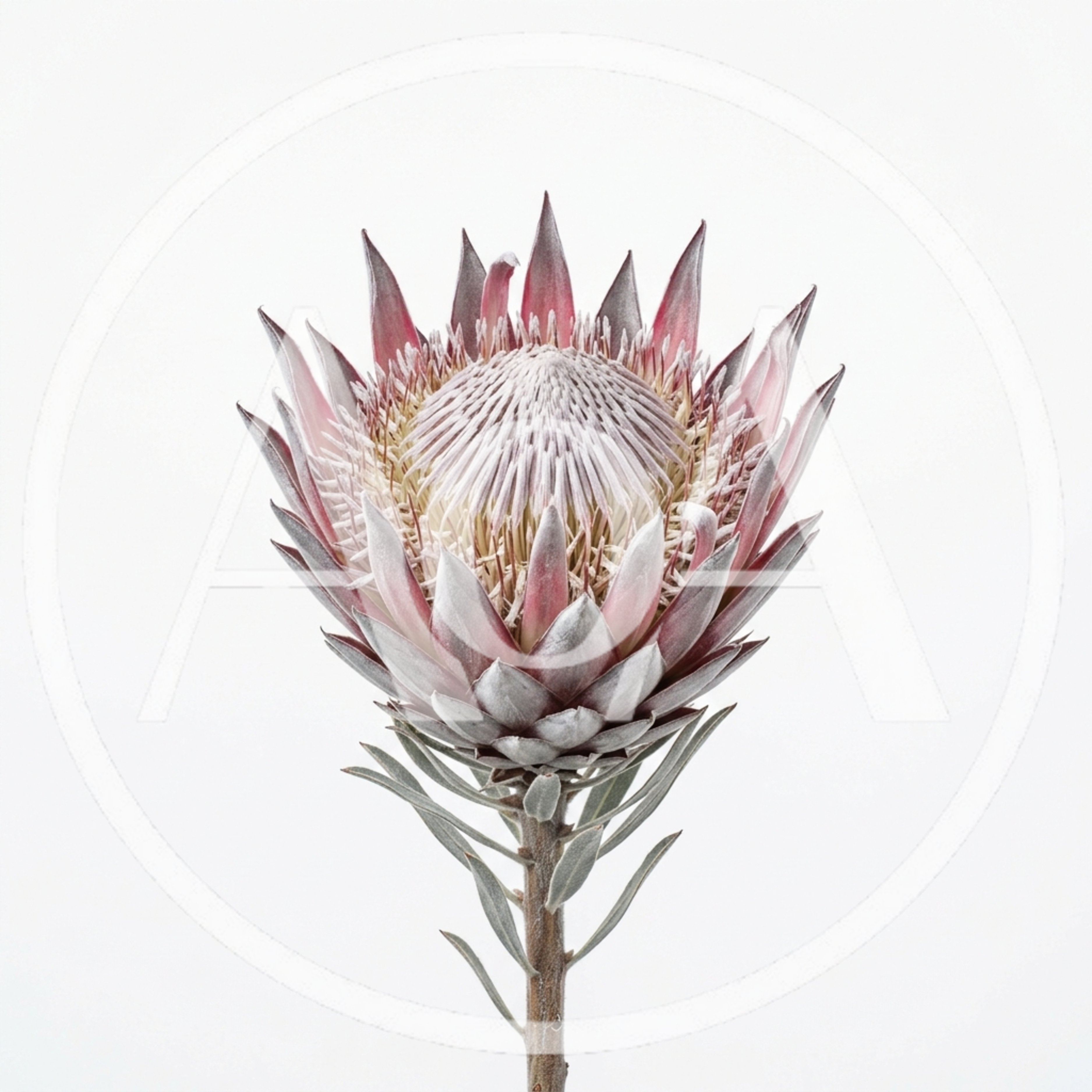 Single King Protea Flower Isolated On White Background