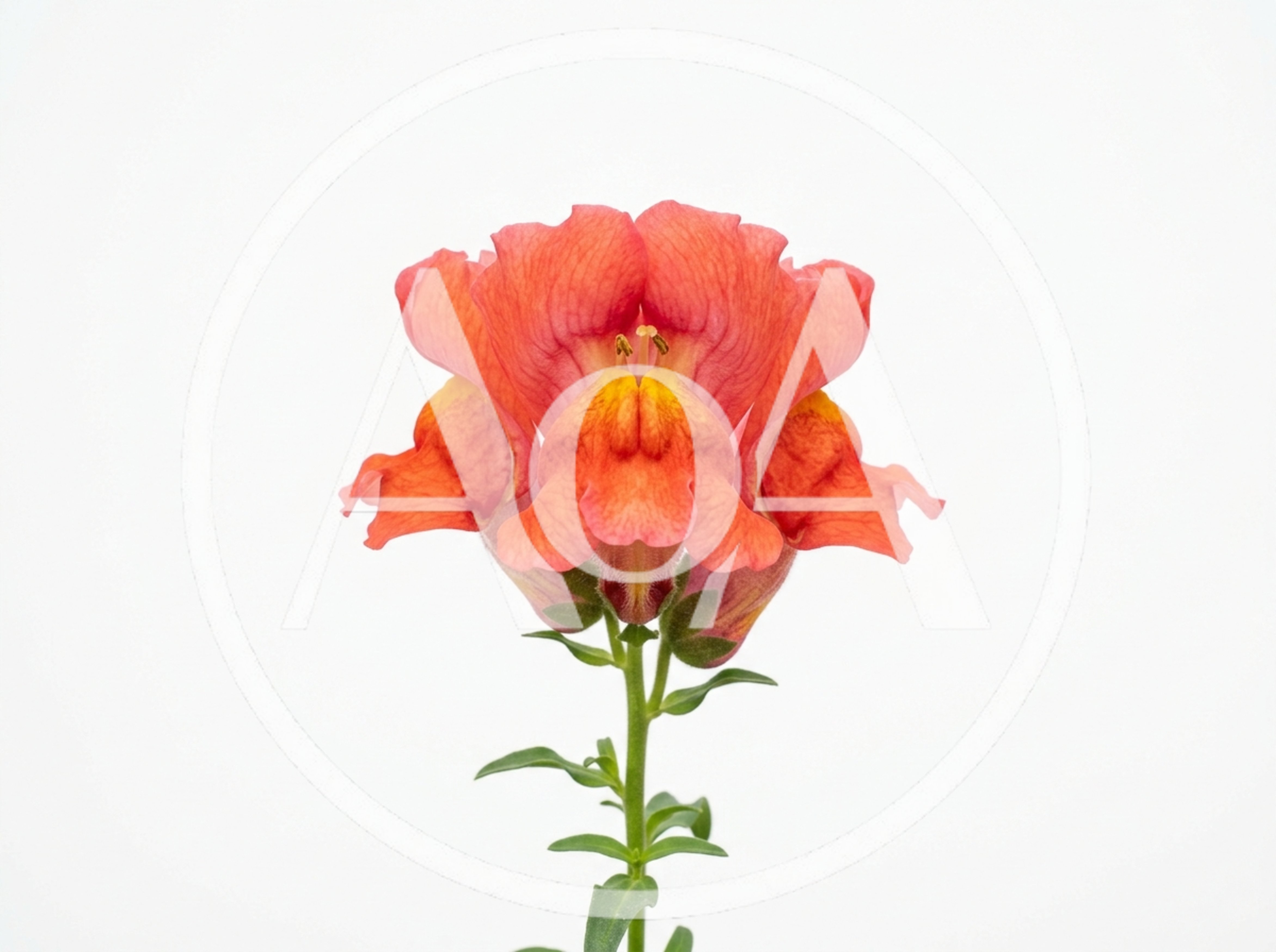 Single Orange Snapdragon Flower Isolated On White
