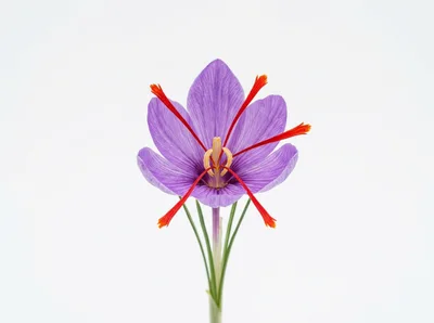 Single Saffron Crocus Flower With Red Stigmas