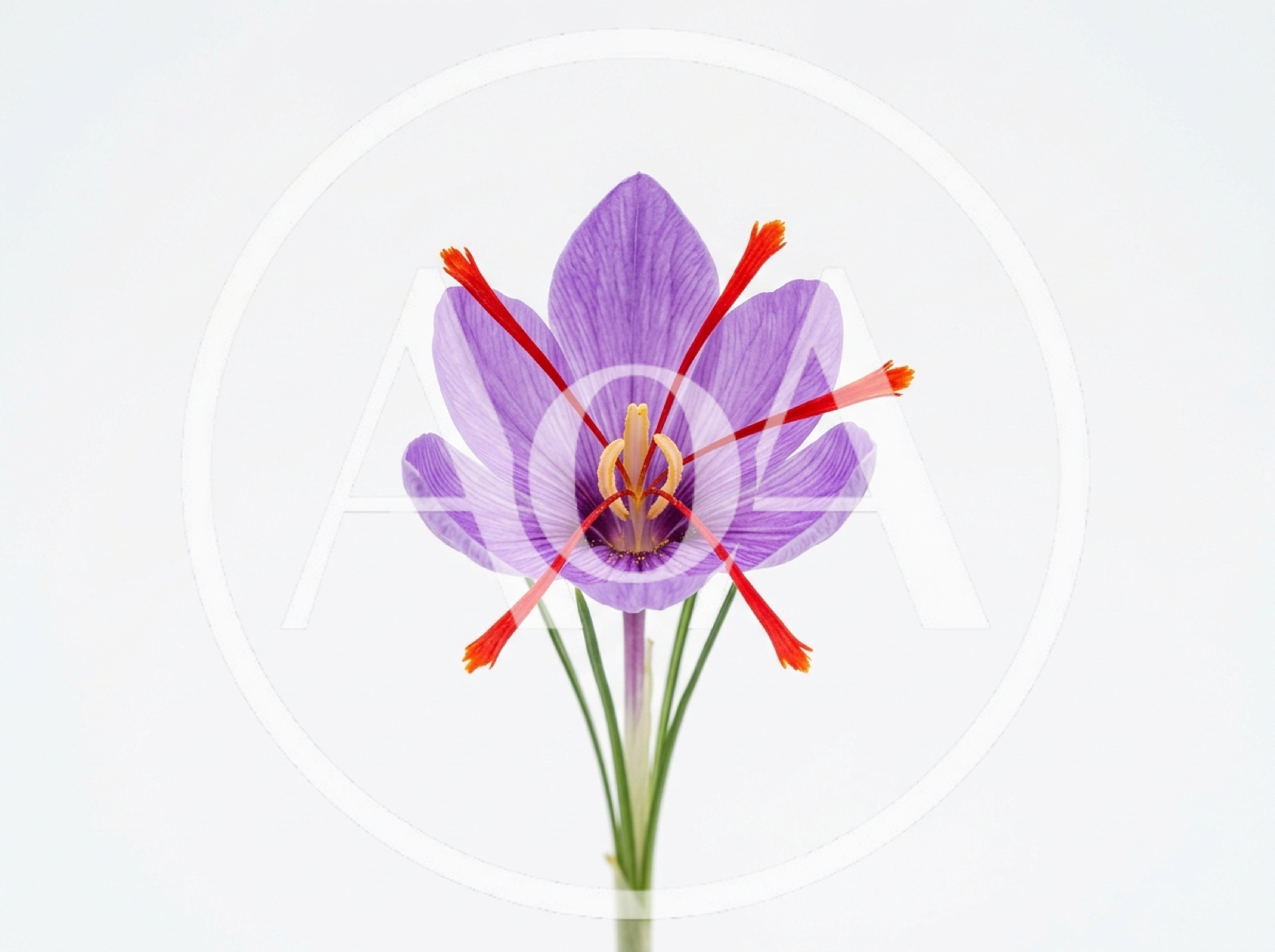 Single Saffron Crocus Flower With Red Stigmas