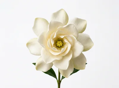 Single White Gardenia Flower On White Background