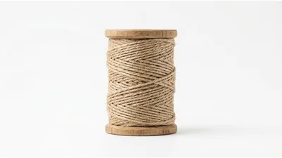 Spool Of Natural Jute Twine On White Background
