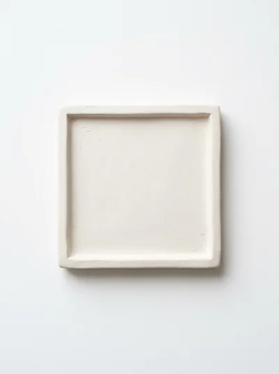 Minimalist Square Ceramic Tray On White Background