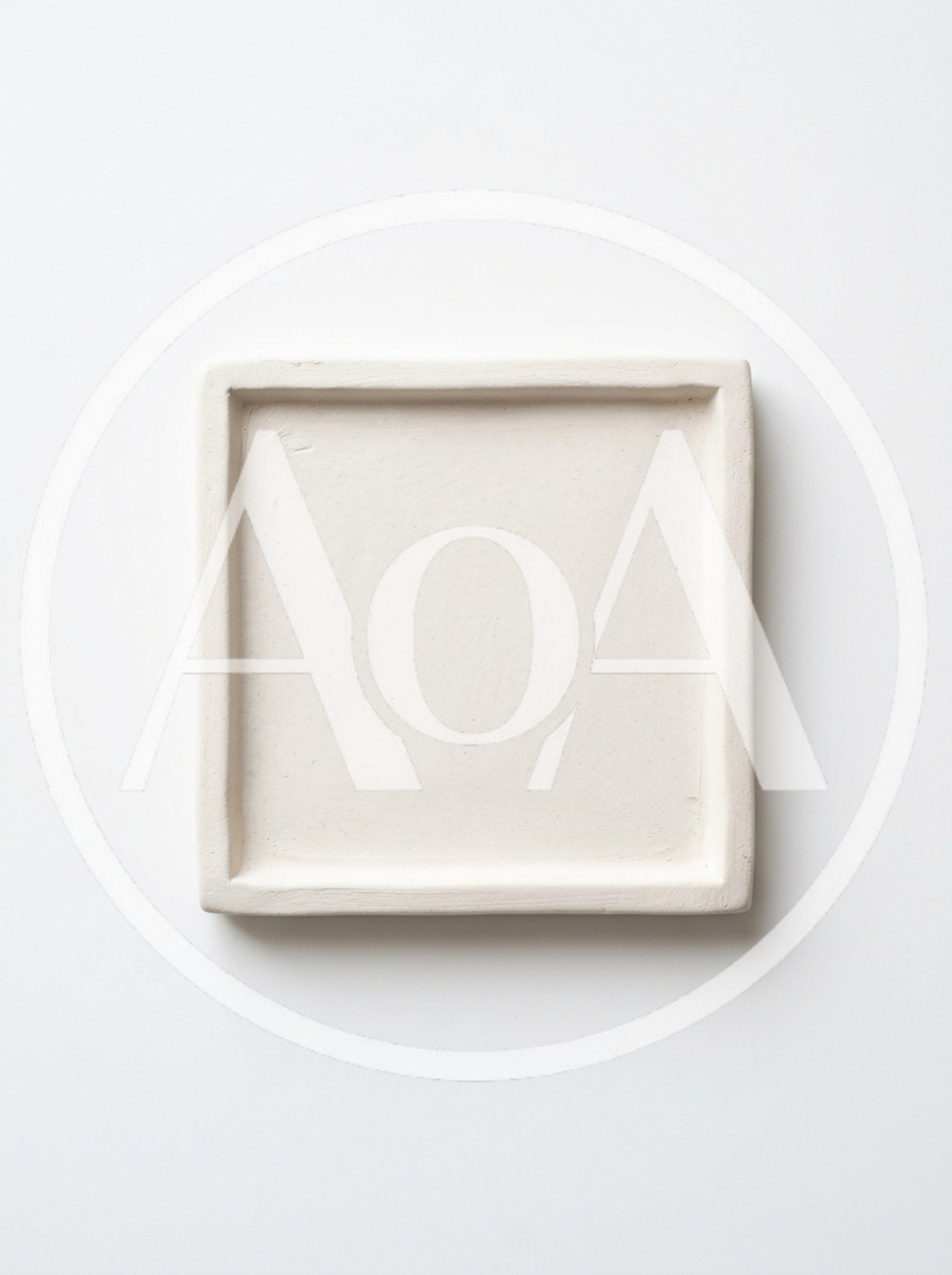 Minimalist Square Ceramic Tray On White Background
