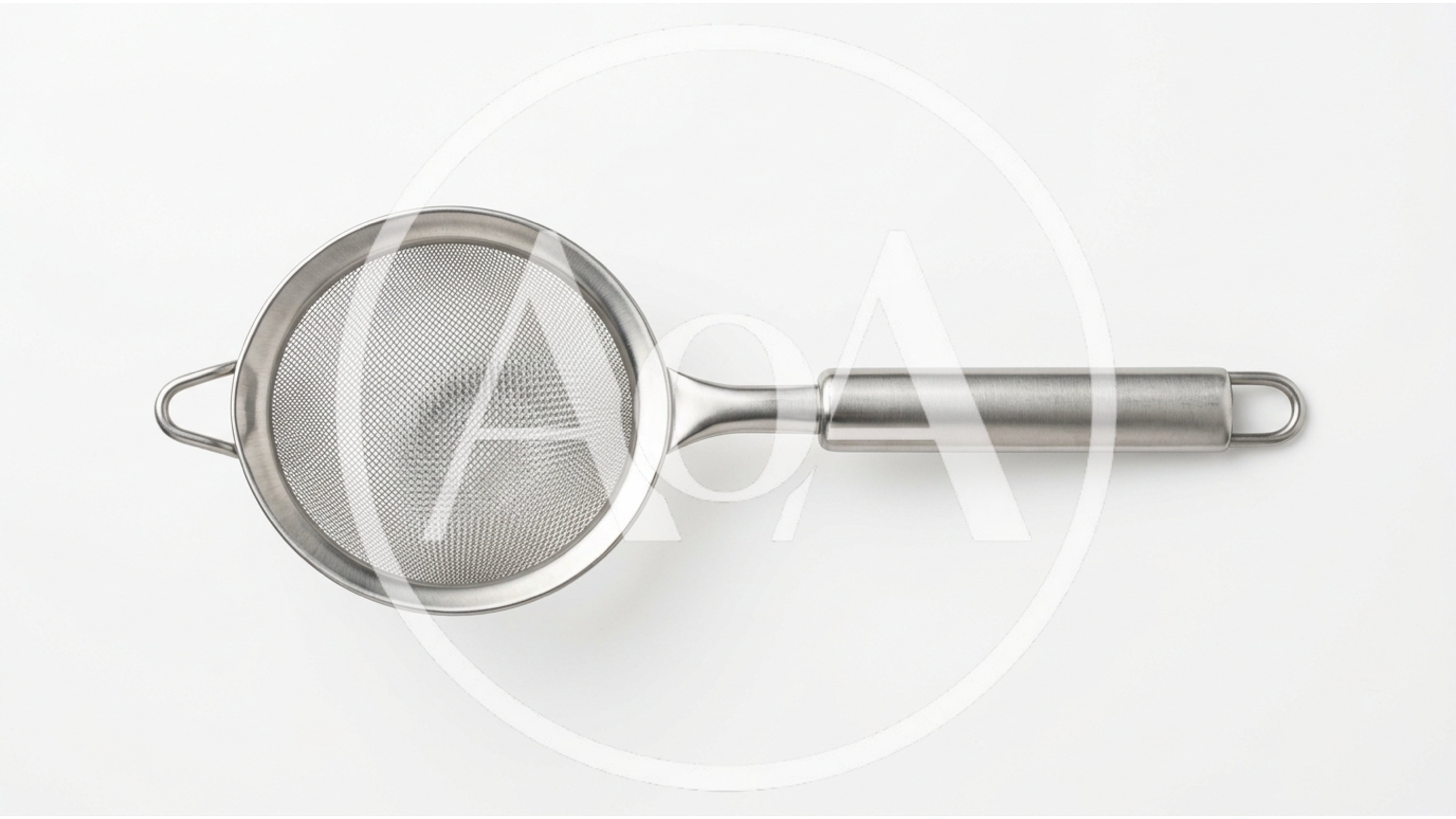 Stainless Steel Kitchen Sieve Isolated On White Background