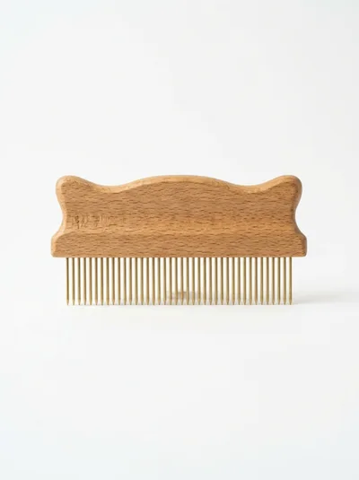 Wooden Handle Metal Tine Grooming Comb