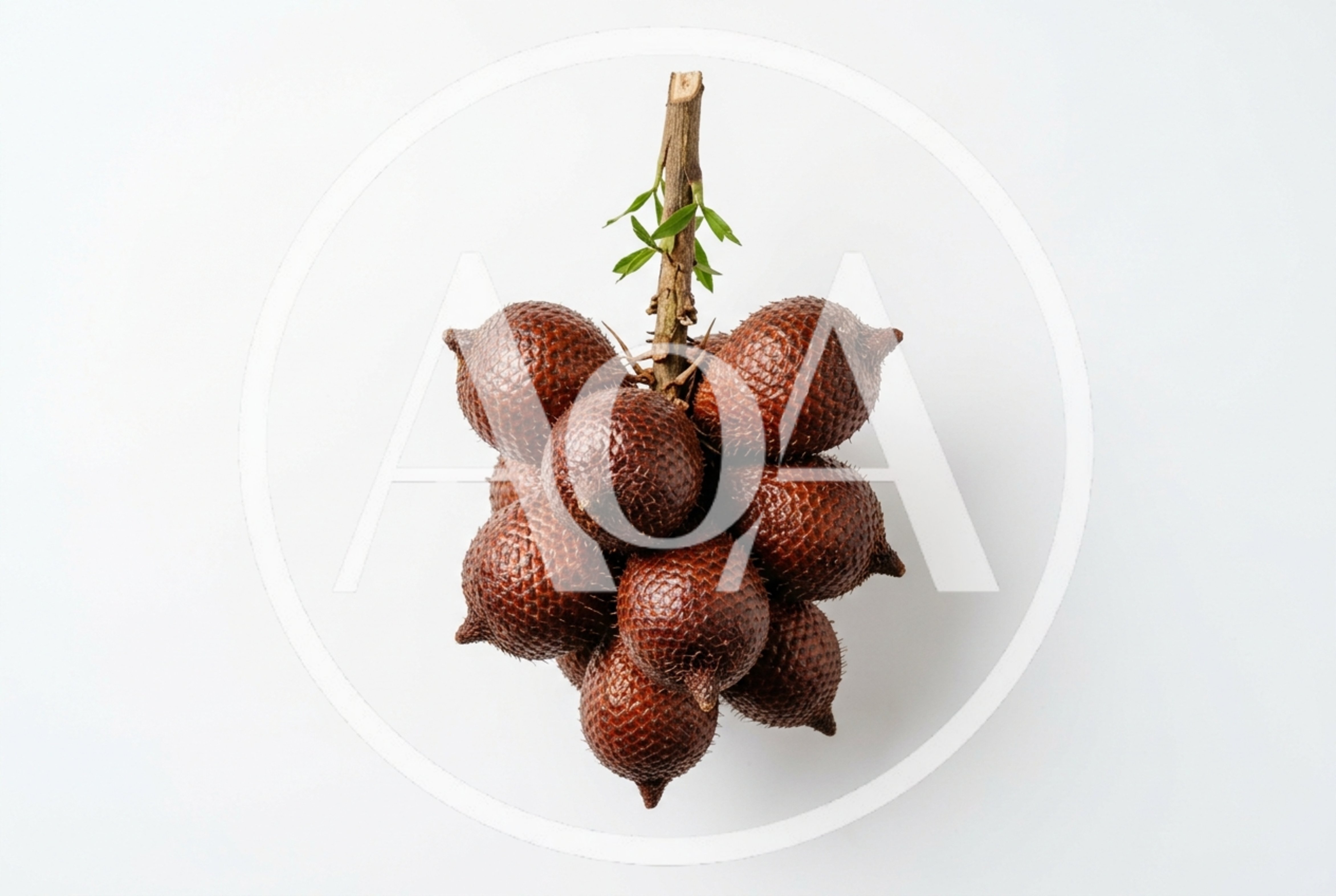 Fresh Salak Snake Fruit Cluster on White Background