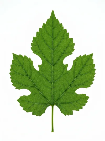 Single Green Mulberry Leaf Isolated On White Background