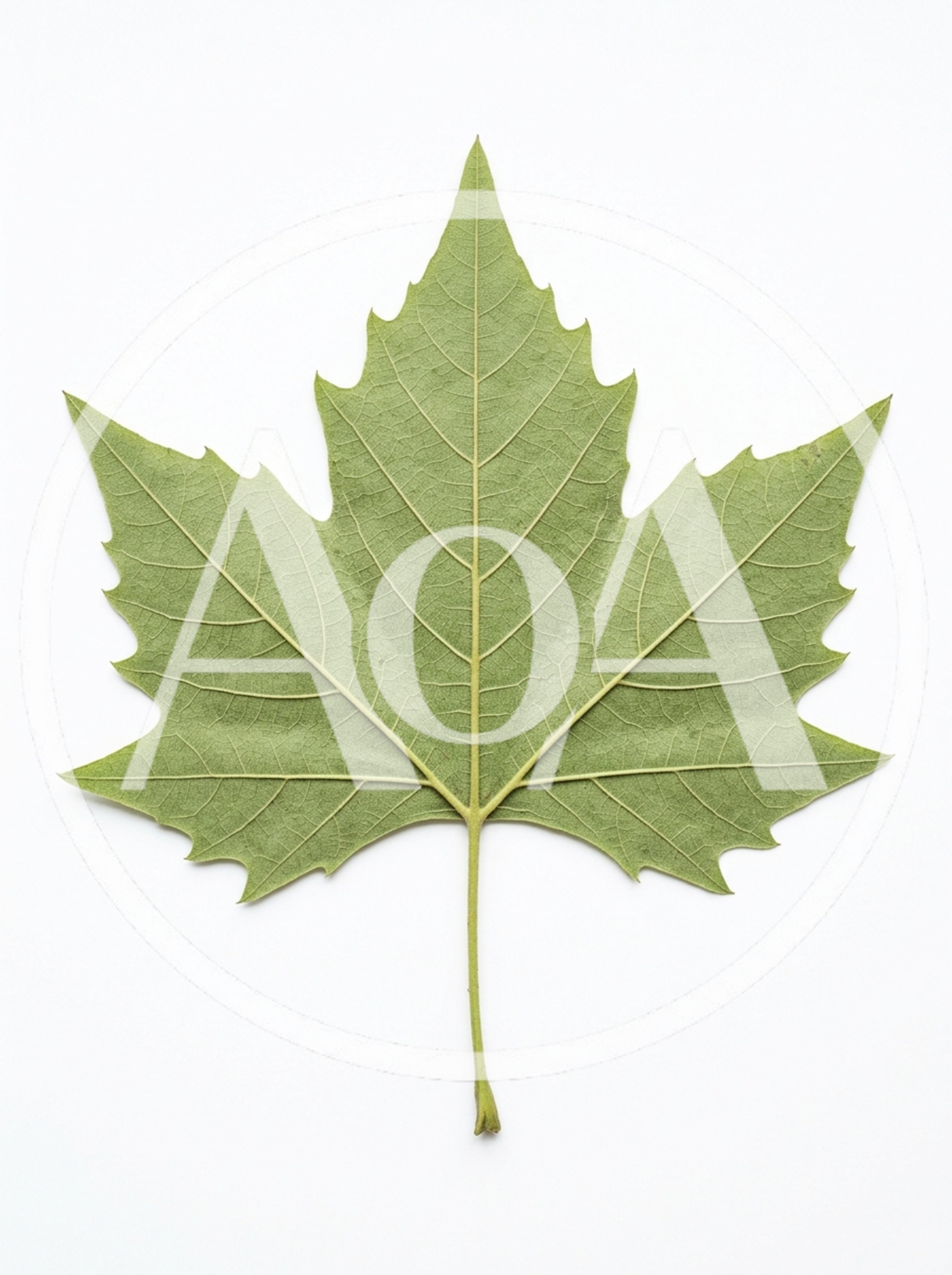 Single Green Sycamore Leaf On White Background