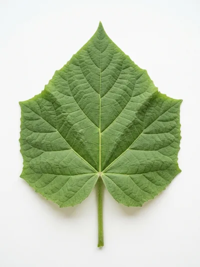 Single Green Cucumber Leaf Isolated On White Background