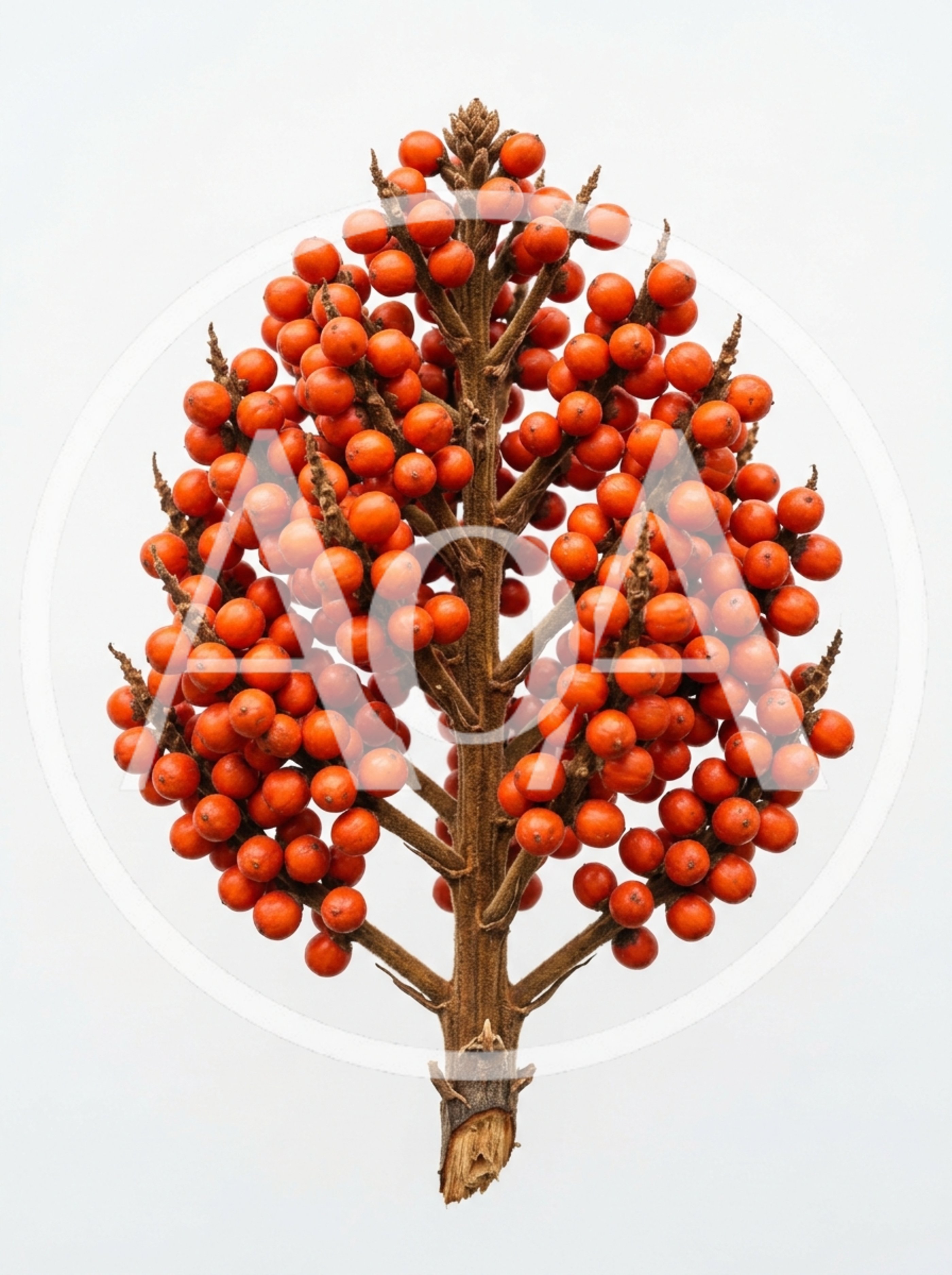 Staghorn Sumac Fruit Cluster Isolated On White