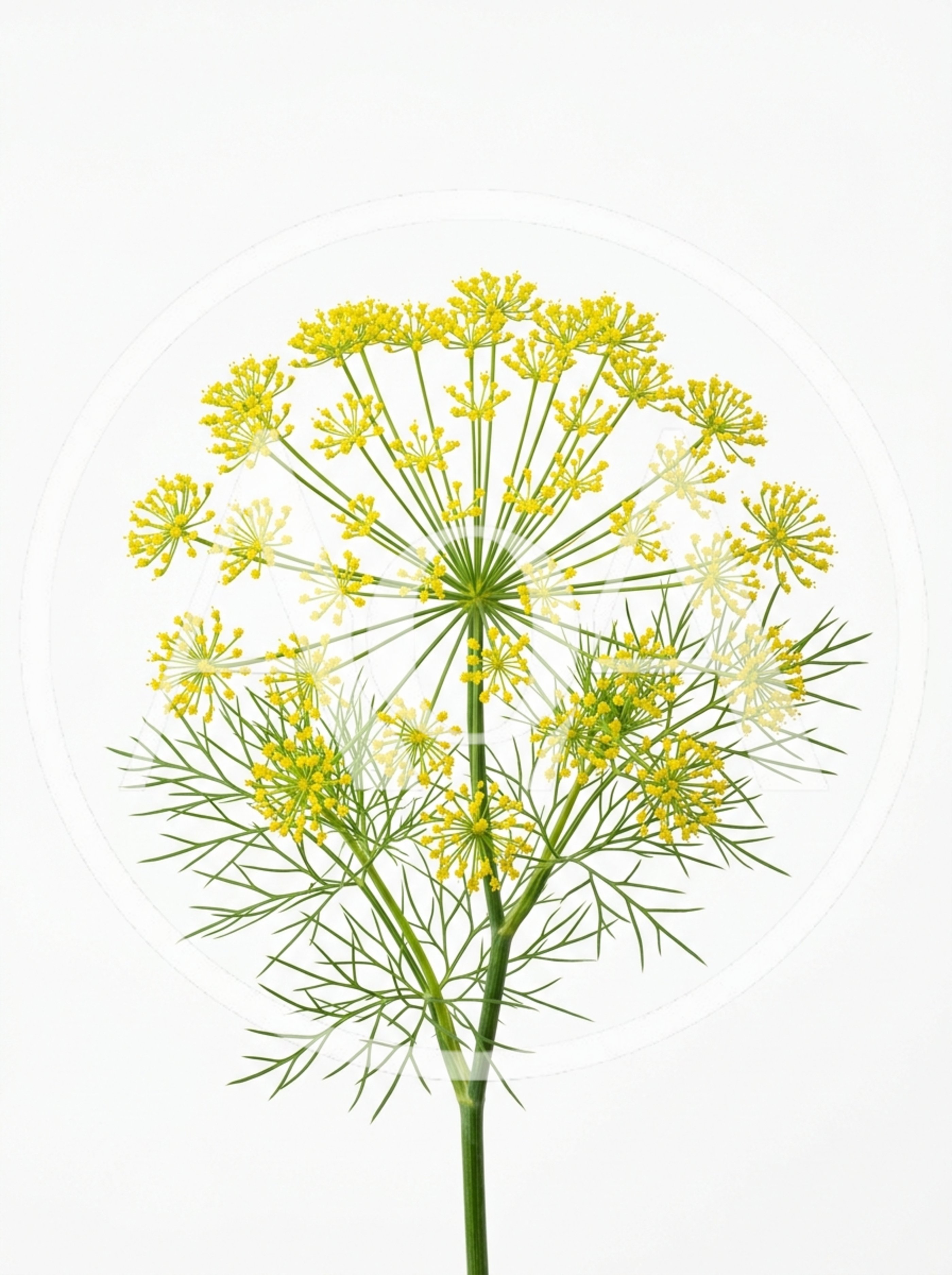 Fresh Dill Flower Umbel Isolated On White Background