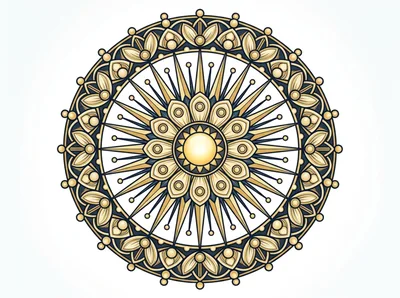 Golden Mandala Ornament With Intricate Floral Patterns