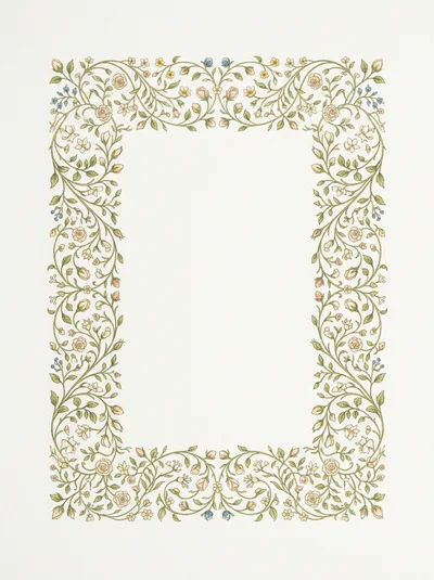Elegant Floral Border Illustration With Intricate Botanical Details