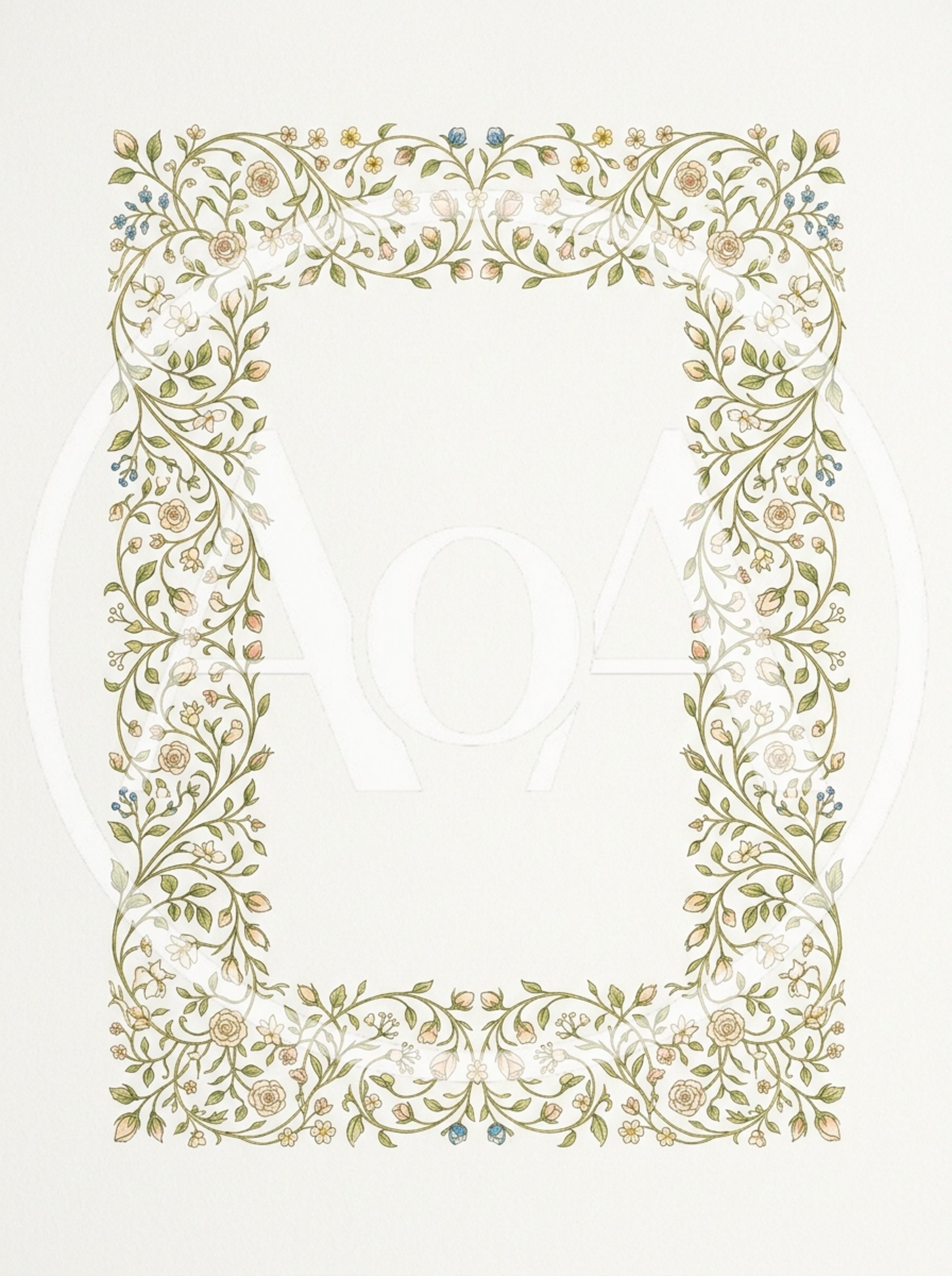 Elegant Floral Border Illustration With Intricate Botanical Details