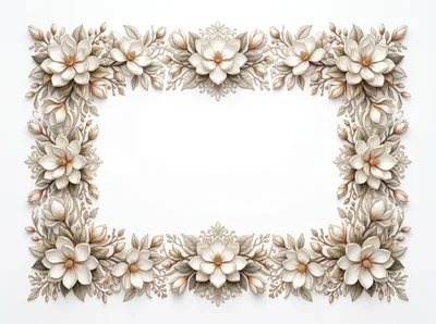 Elegant Magnolia Flower Decorative Border Frame
