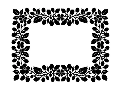 Black And White Floral Blackberry Frame Illustration