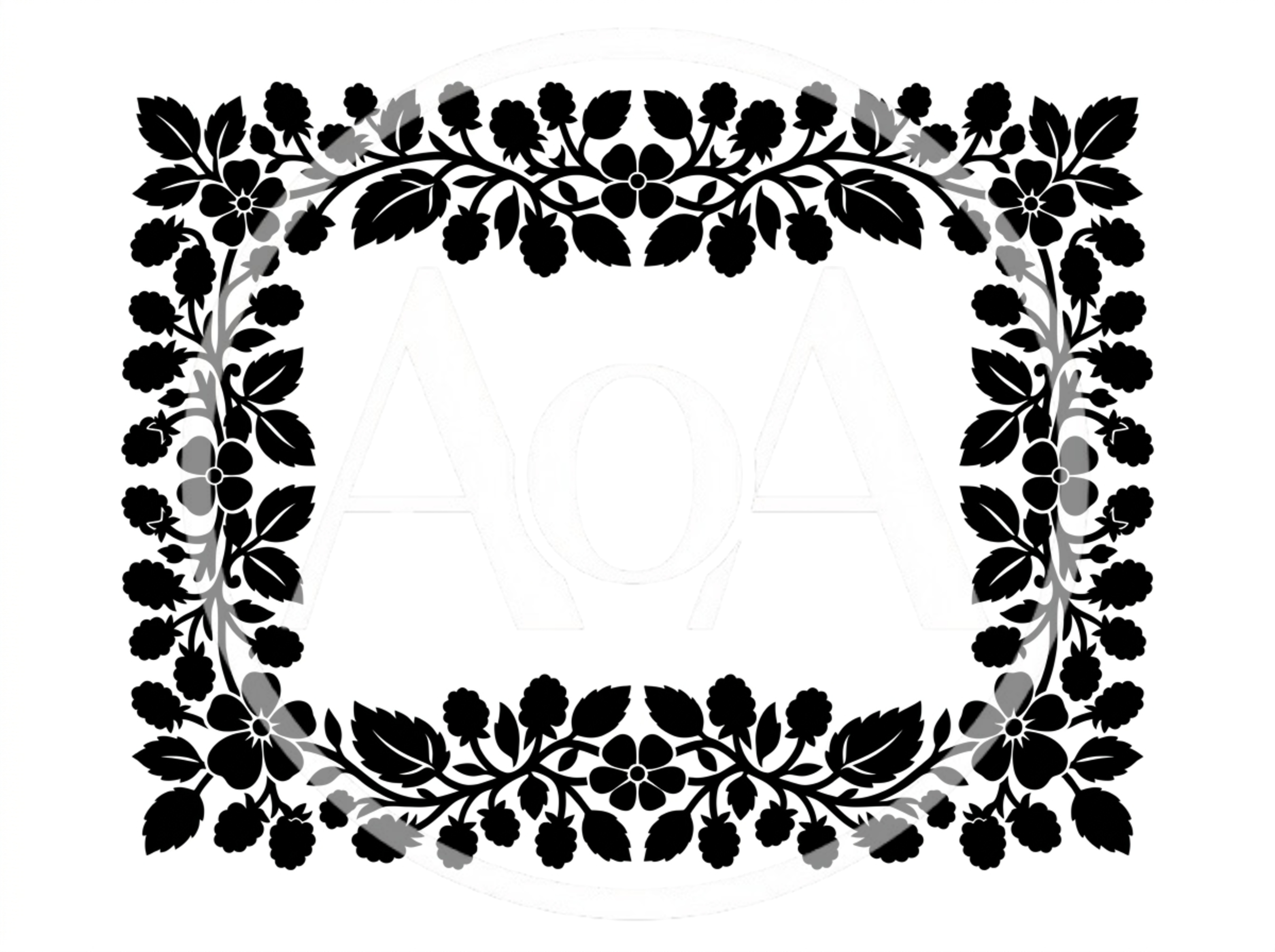 Black And White Floral Blackberry Frame Illustration