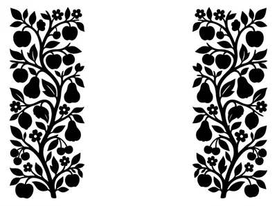 Symmetrical Fruit Tree Border Illustration