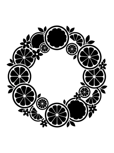 Citrus Fruit Wreath Silhouette Graphic
