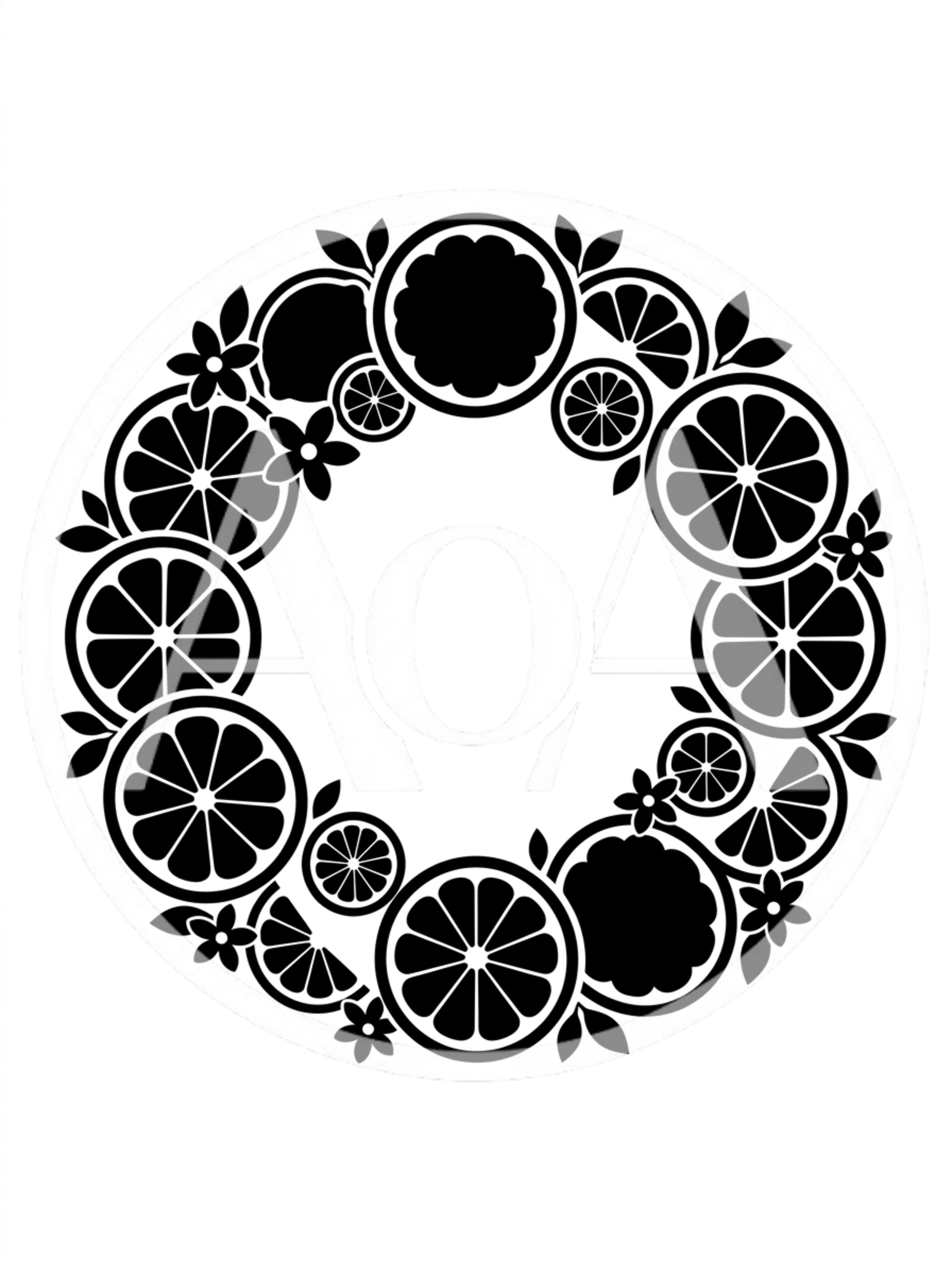 Citrus Fruit Wreath Silhouette Graphic