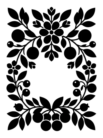 Black And White Floral Botanical Frame Illustration