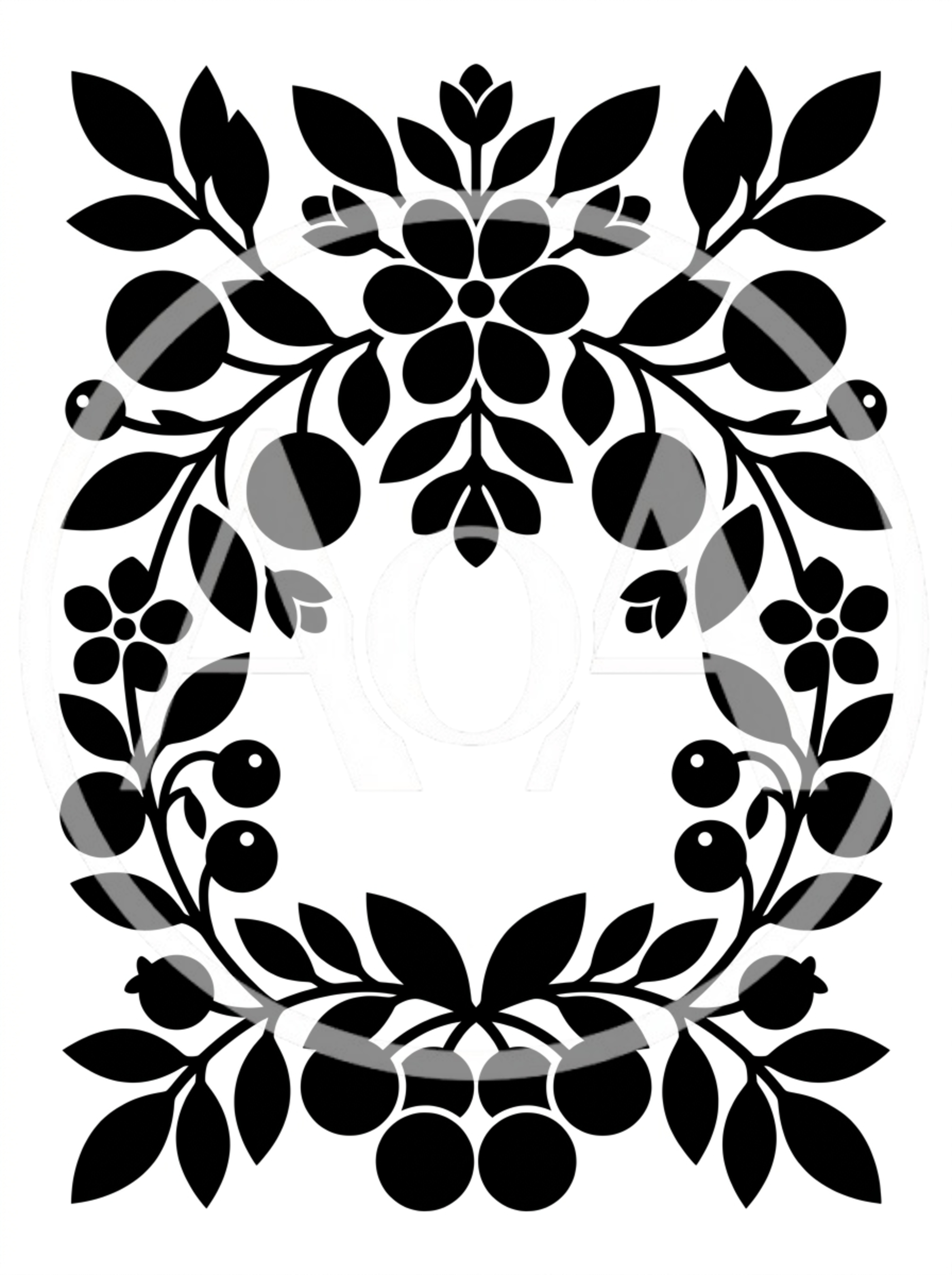 Black And White Floral Botanical Frame Illustration