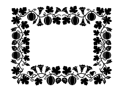 Decorative Floral Frame With Pumpkins And Vines