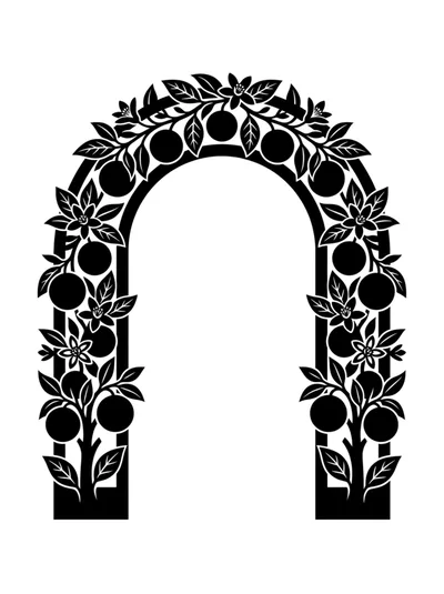 Black And White Citrus Fruit Arch Illustration