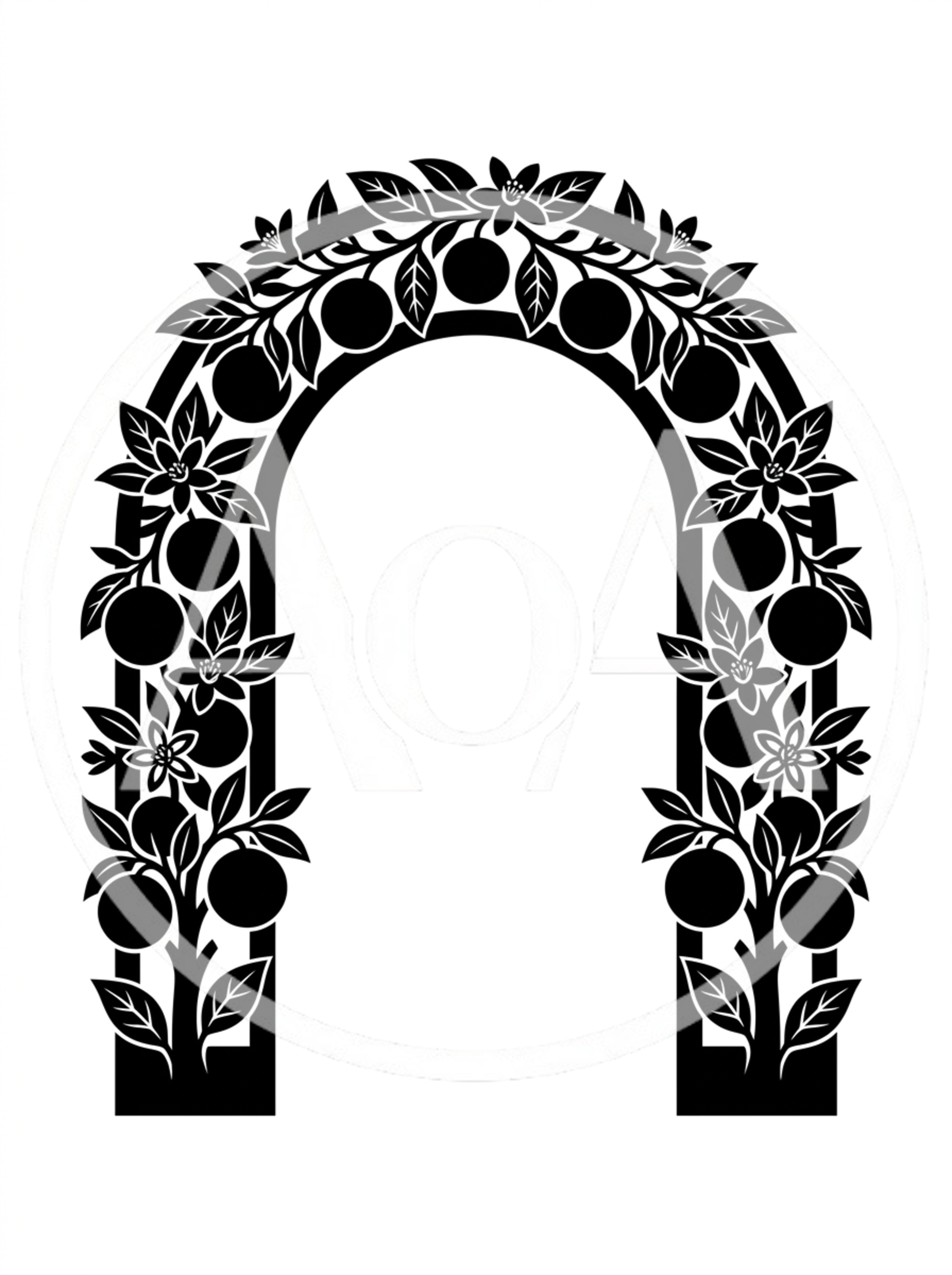 Black And White Citrus Fruit Arch Illustration