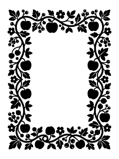 Decorative Floral Border With Apples And Berries