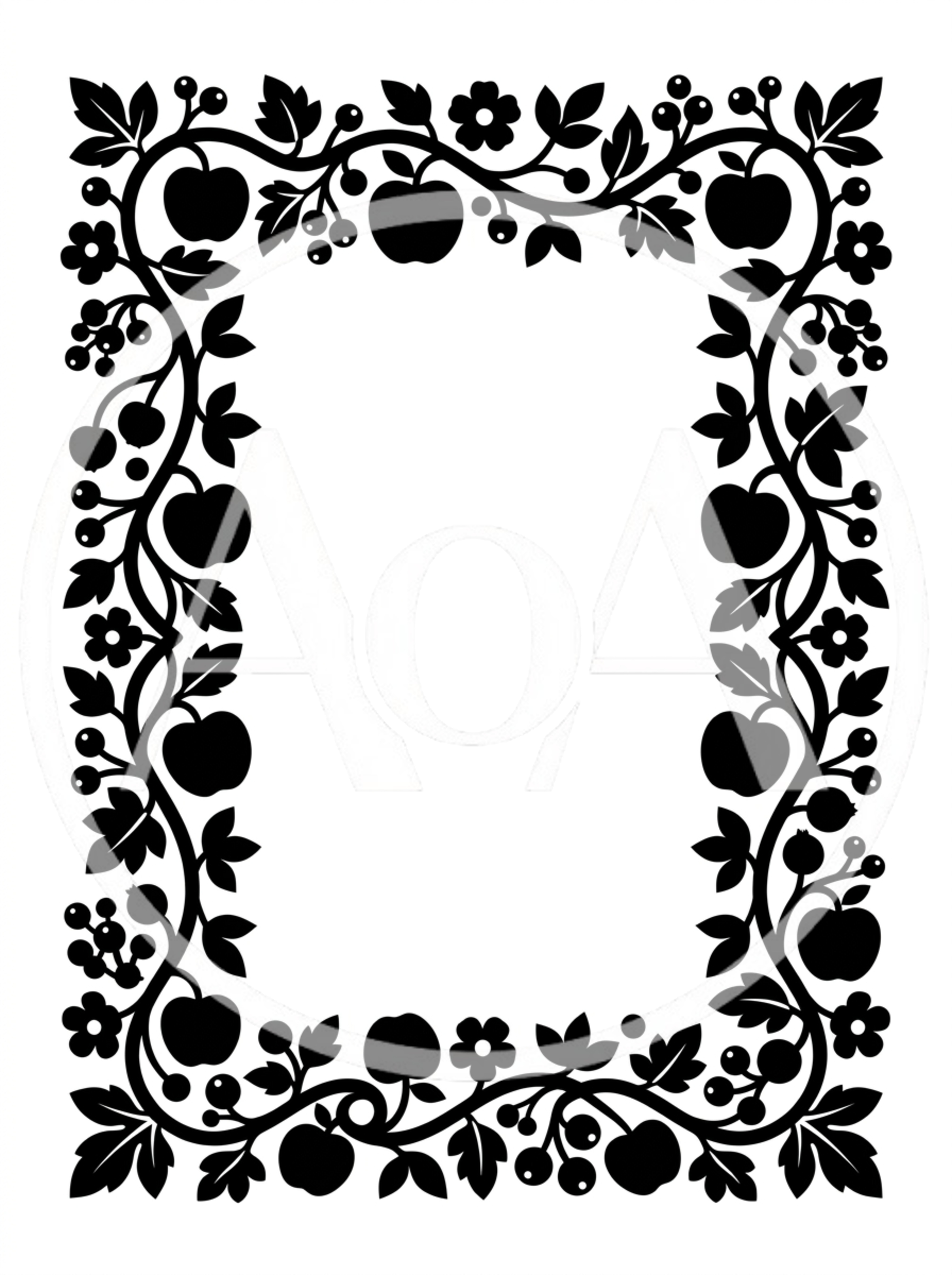 Decorative Floral Border With Apples And Berries
