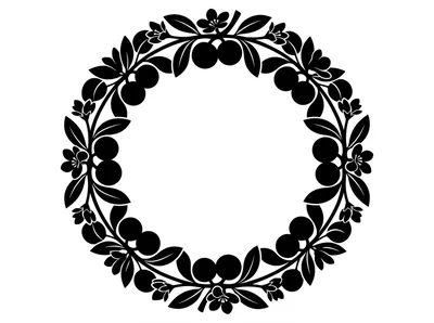 Black And White Floral Wreath Graphic Design