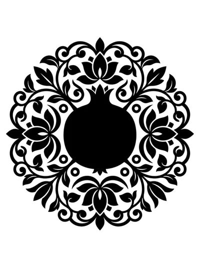 Black And White Pomegranate Floral Mandala Ornament