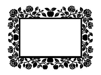 Decorative Rectangular Frame With Roses And Apples