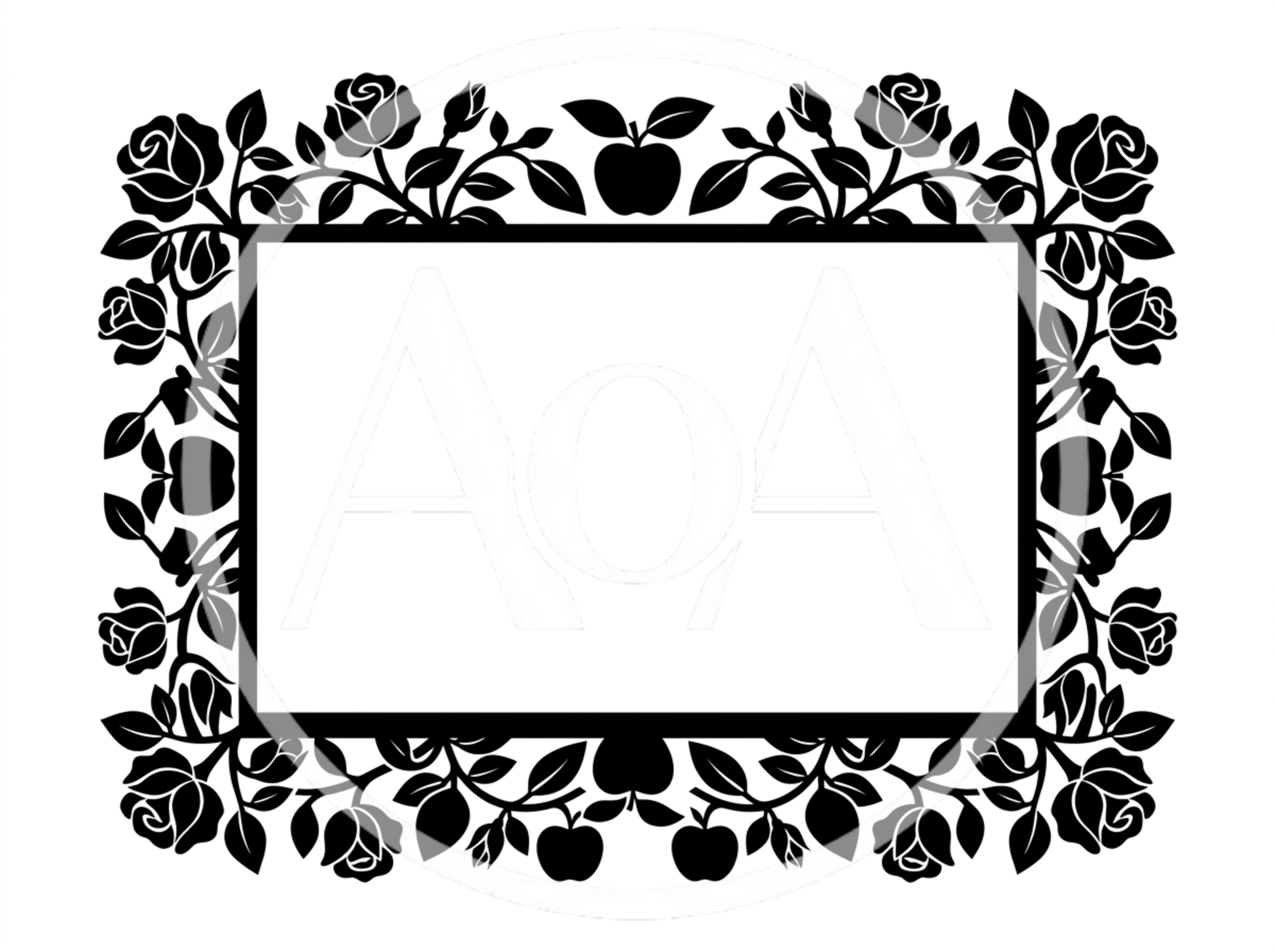 Decorative Rectangular Frame With Roses And Apples