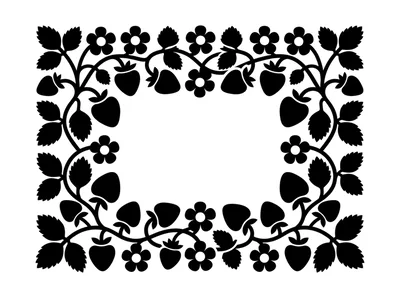 Decorative Strawberry Vine Border Frame Illustration
