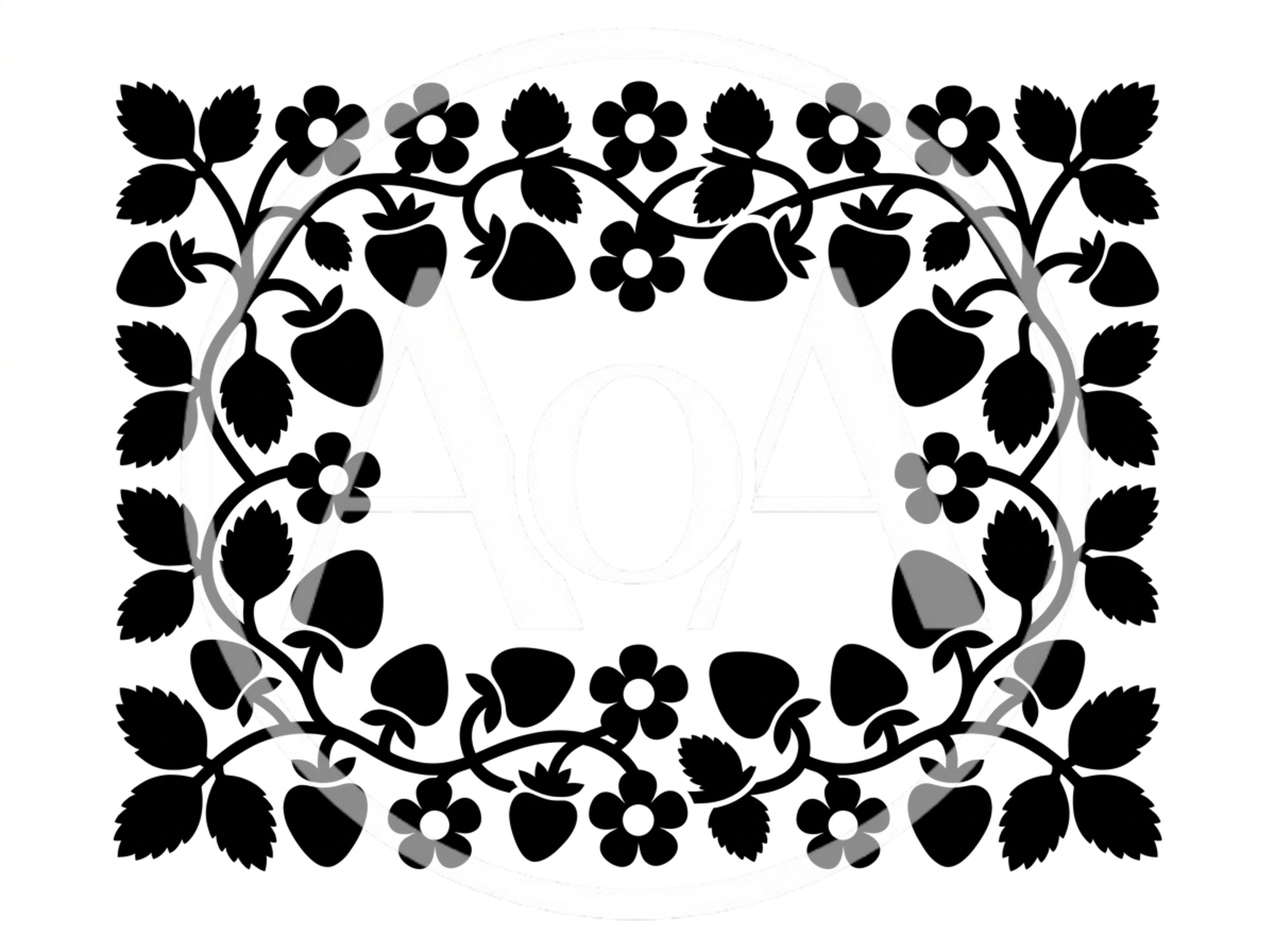 Decorative Strawberry Vine Border Frame Illustration