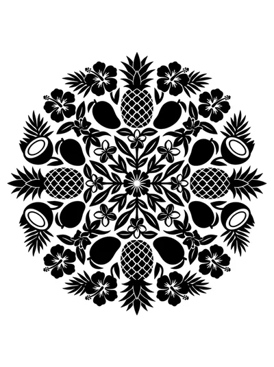 Tropical Fruit And Flower Mandala Pattern