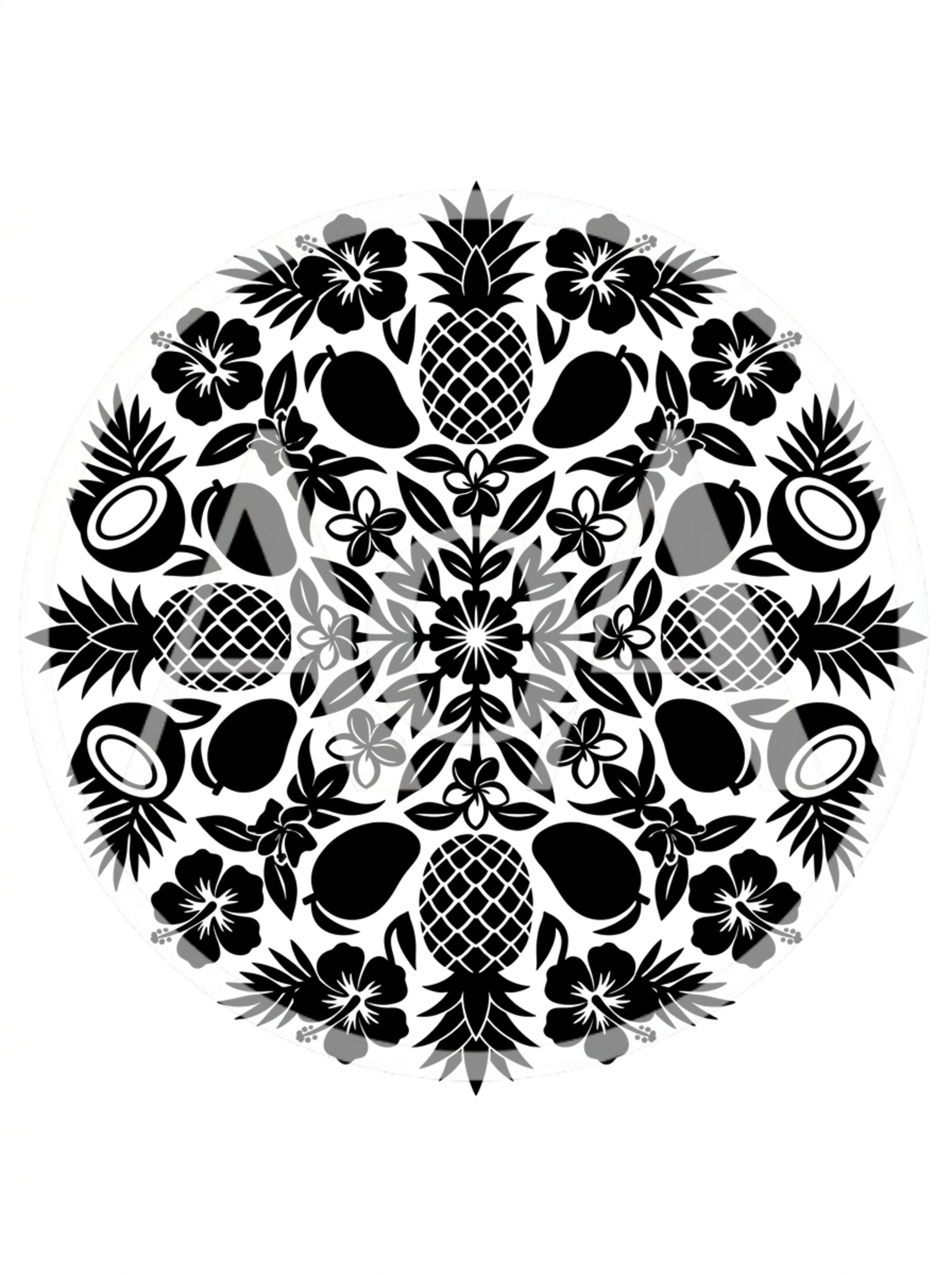 Tropical Fruit And Flower Mandala Pattern